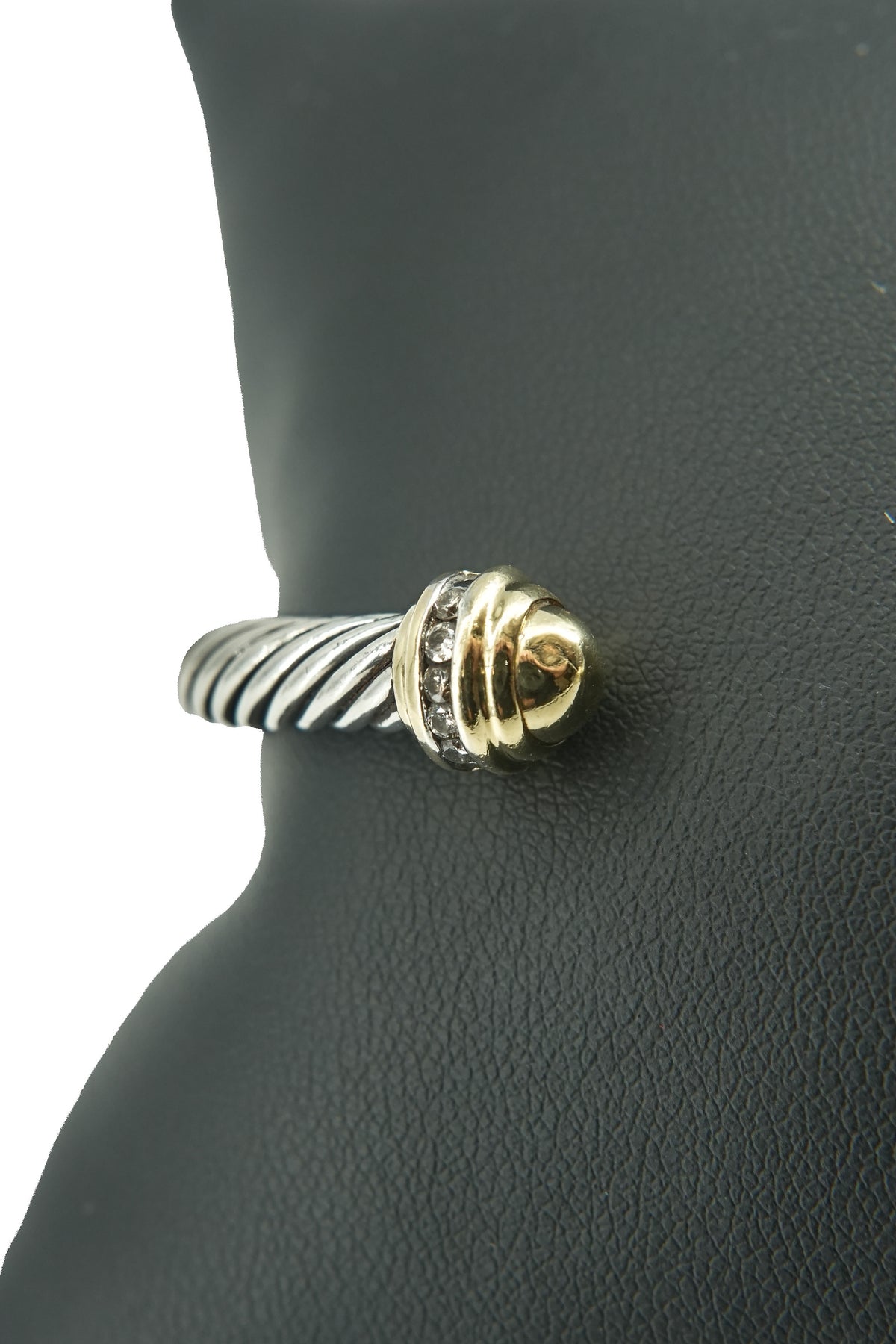 David Yurman sterling silver gold dome diamond cable classic bracelet