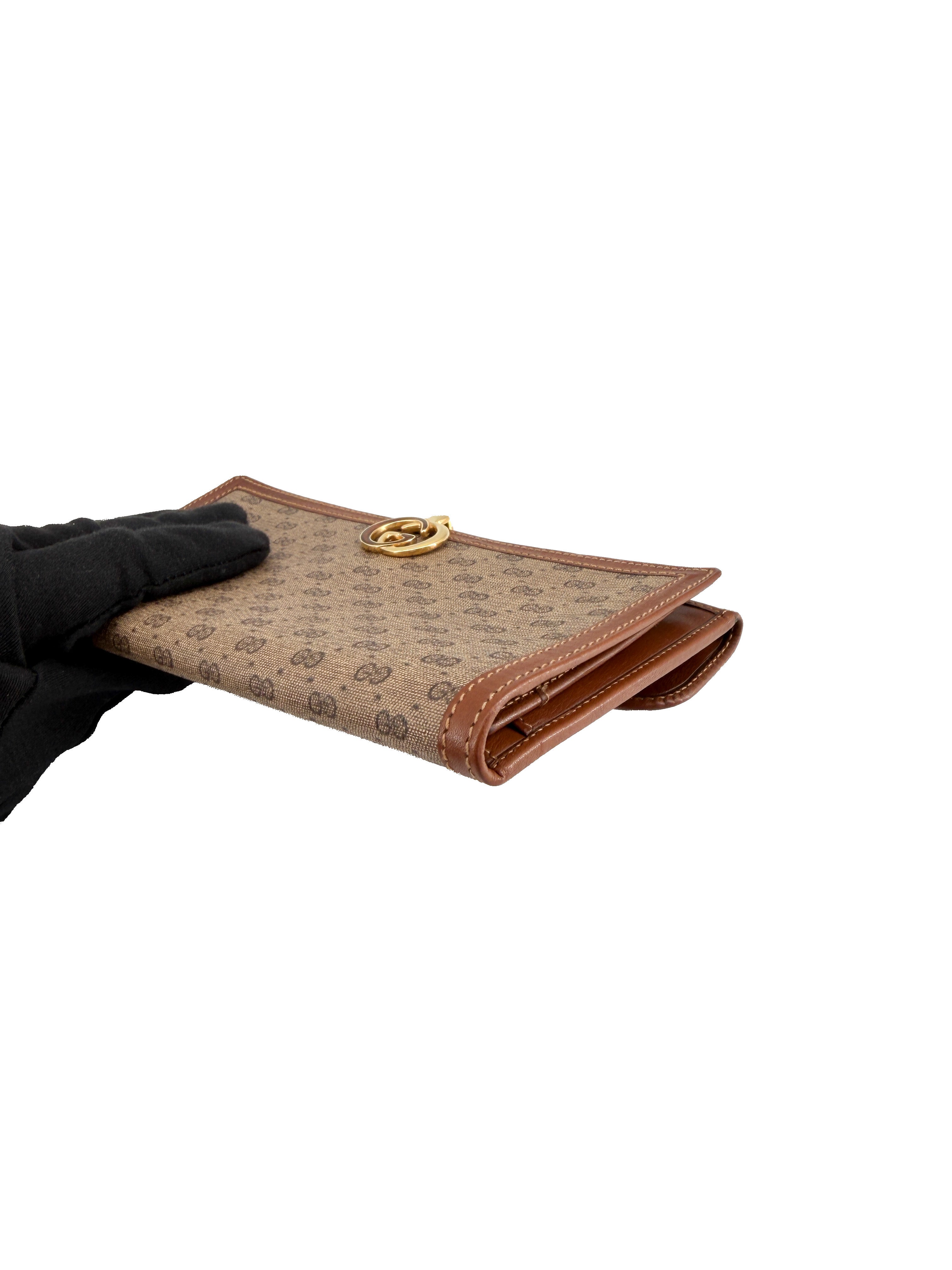Gucci vintage brown Micro GG wallet 035-381-0177
