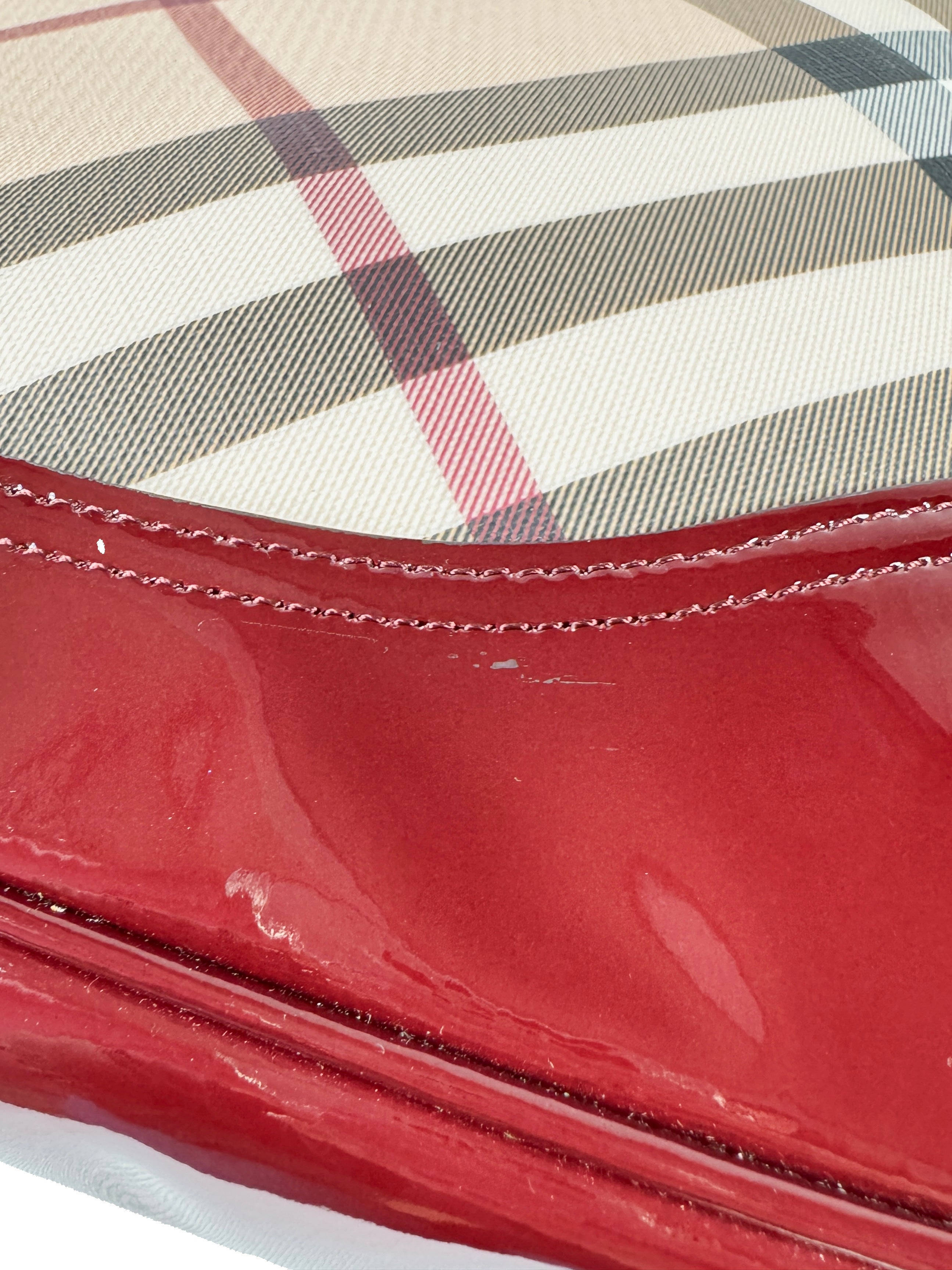 Burberry red patent leather Nova Brook medium hobo NWT