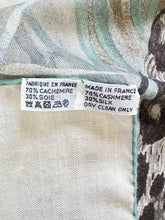 Hermès cream, gray, blue Panthera Pardus silk & cashmere shawl