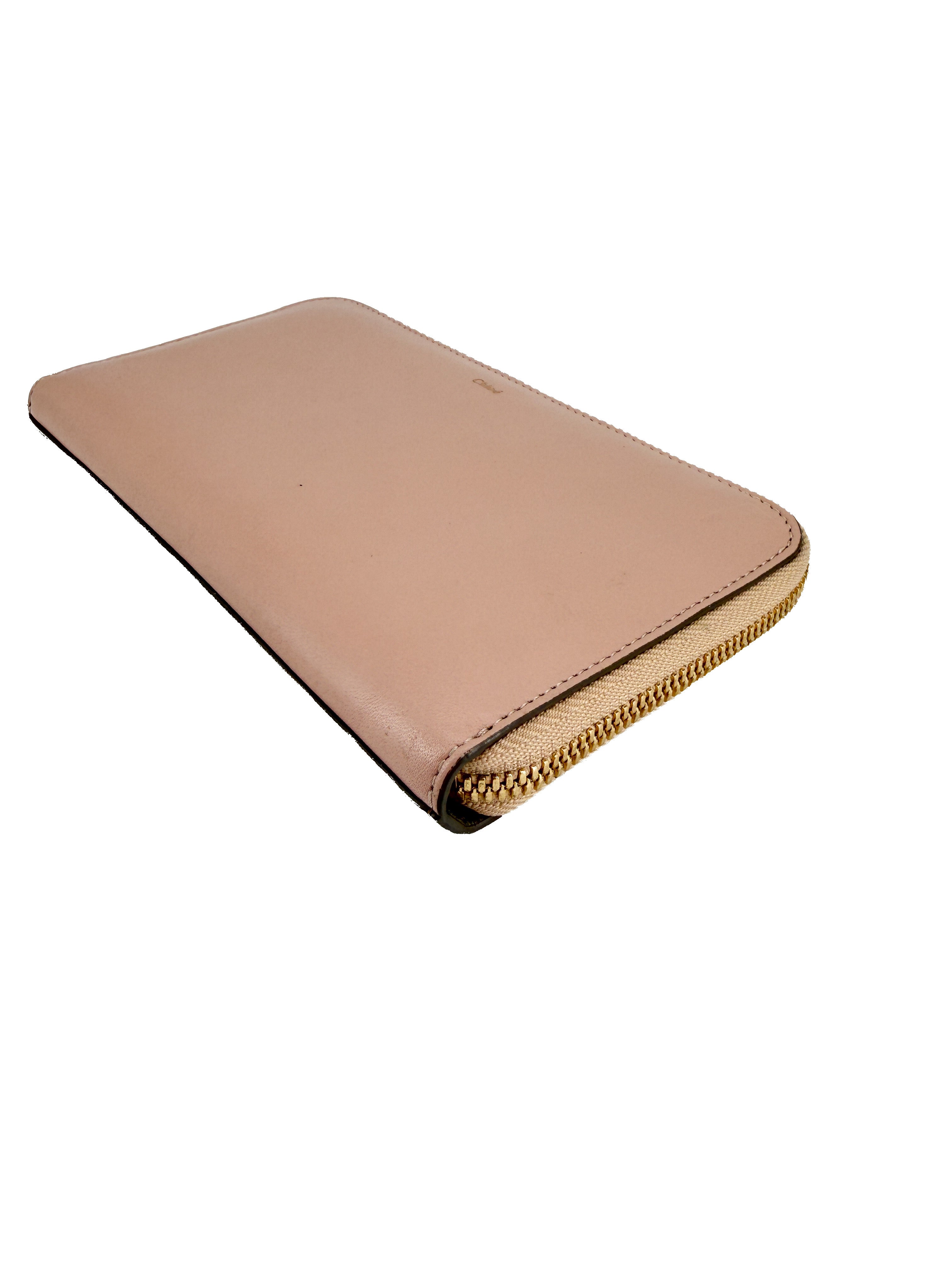 Chloé pink, olive leather zip around wallet