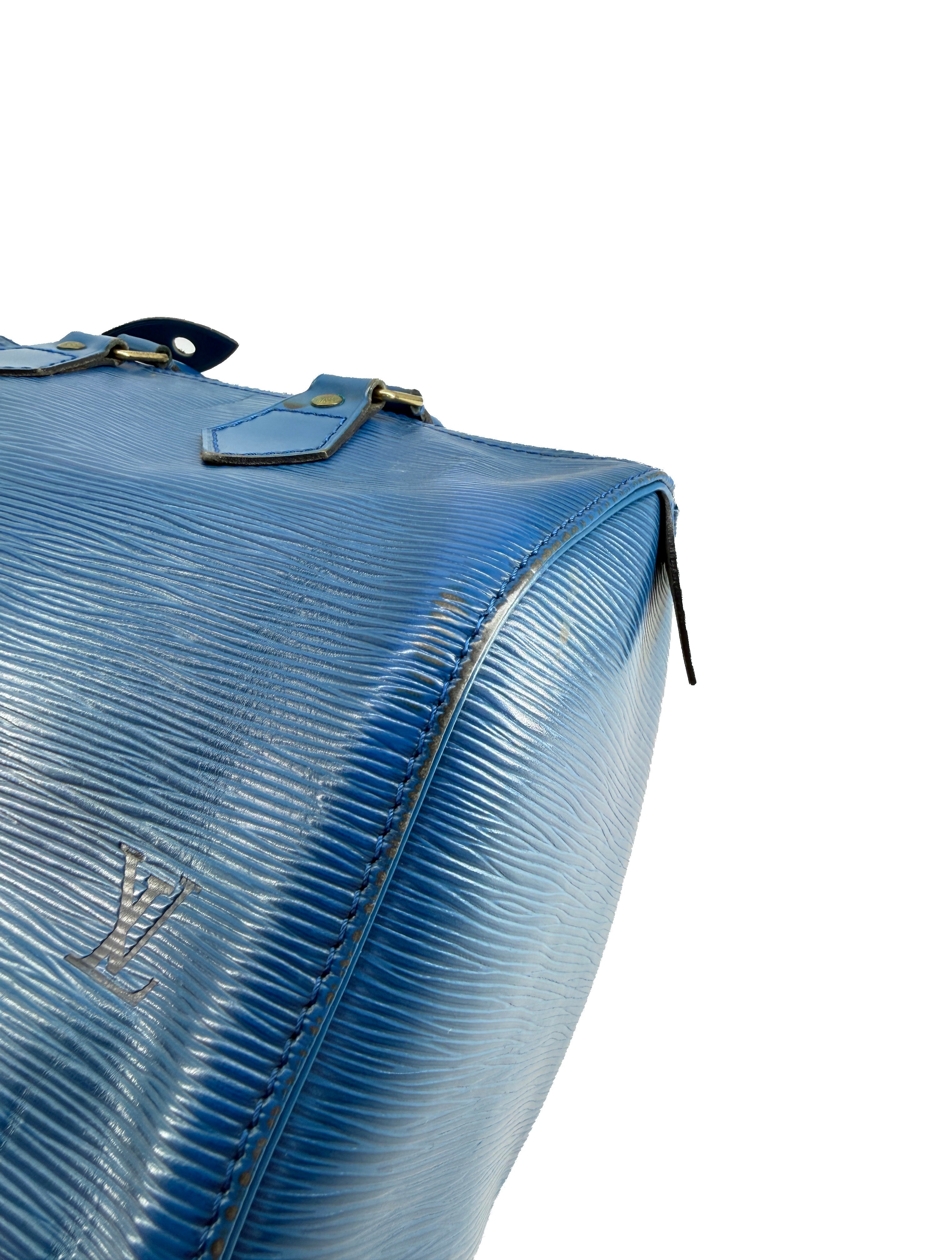 Louis Vuitton blue epi leather Speedy 25 VI0992