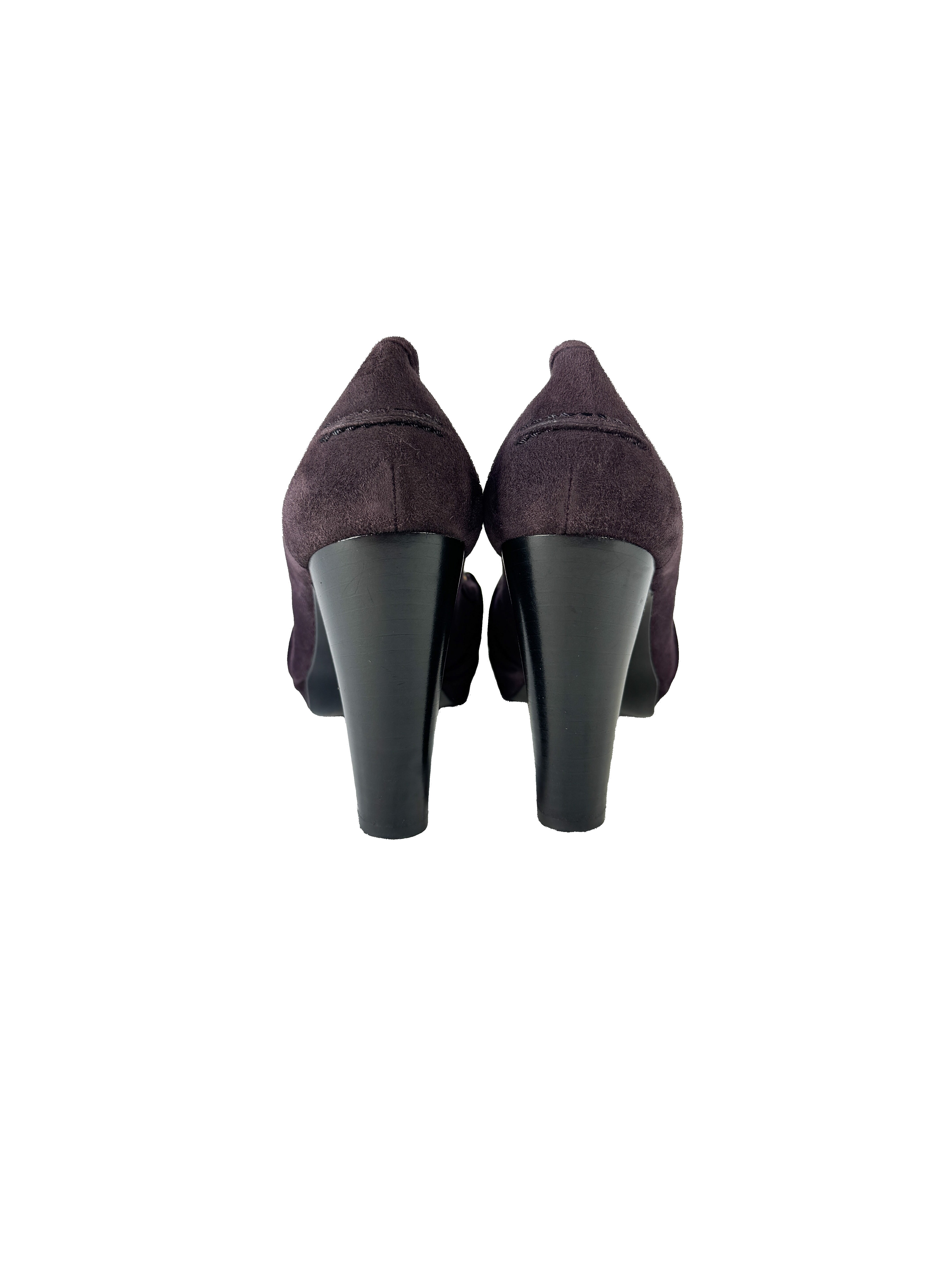 Hermès purple suede vintage chain link pumps size 36