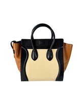 Celine Tricolor cream/black/brown Luggage Bag Leather Mini F-CU-0144