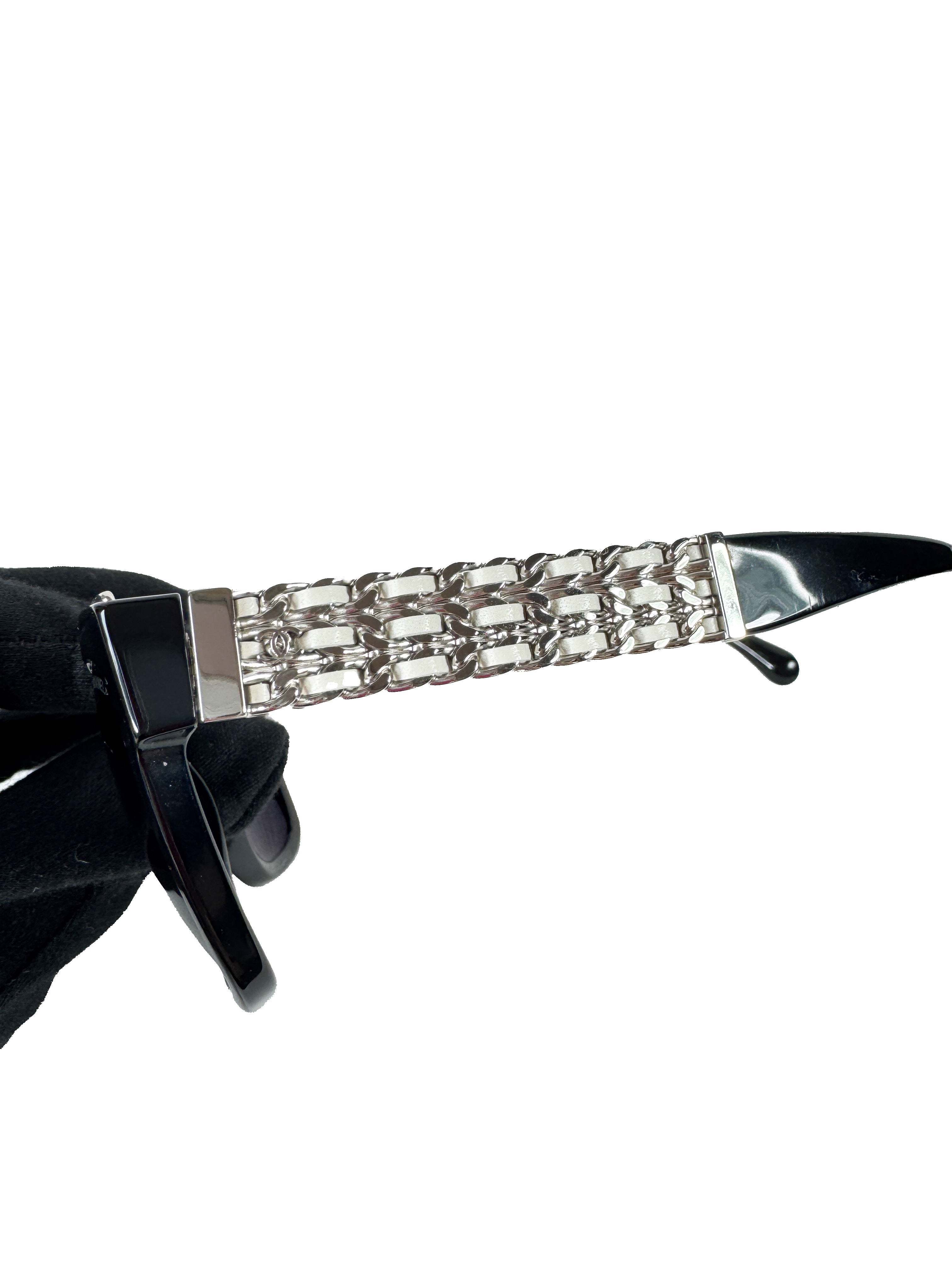 Chanel acetate lambskin chain sunglasses black 70890