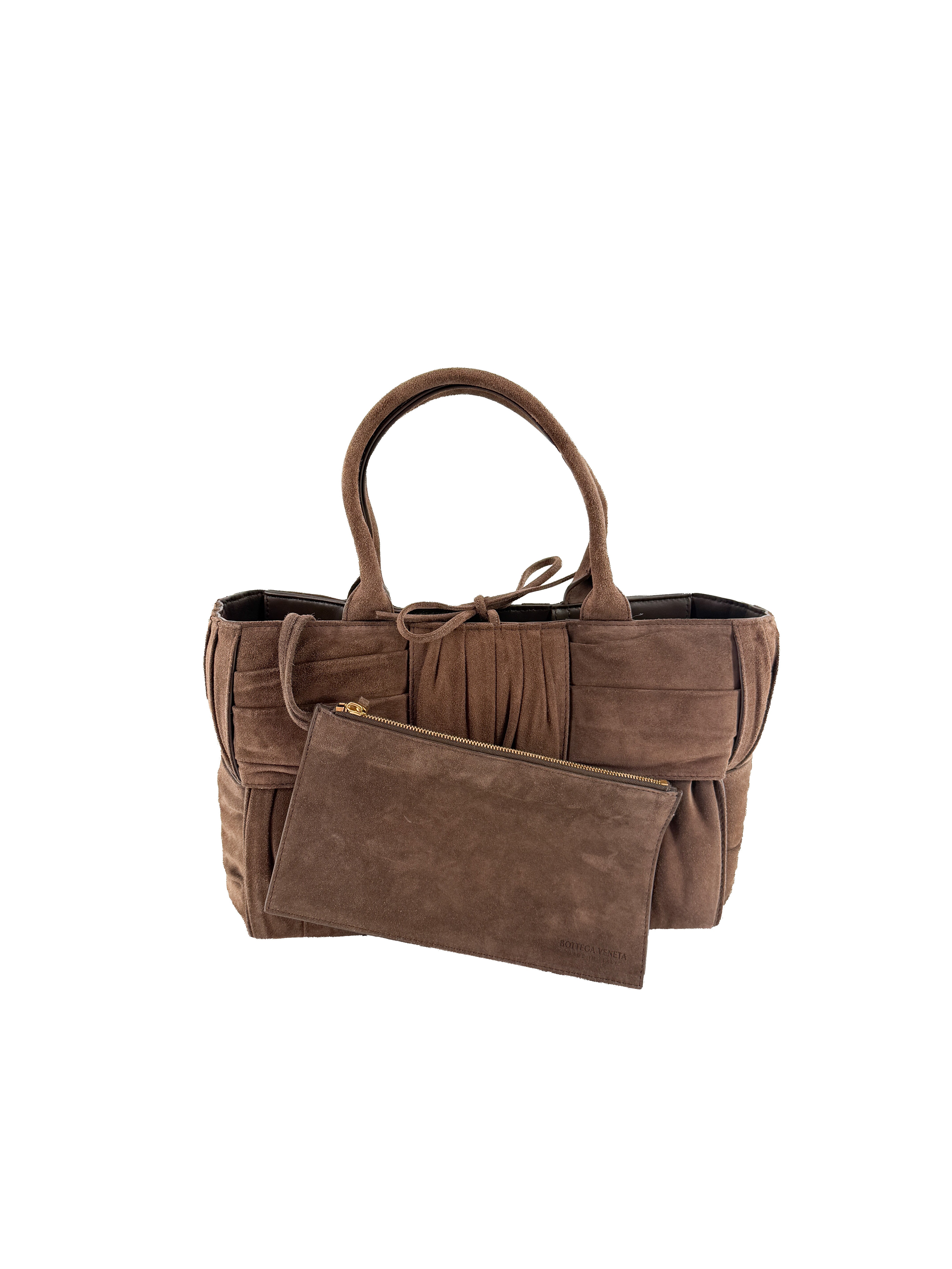 Bottega Veneta brown suede small Arco tote A00519390H