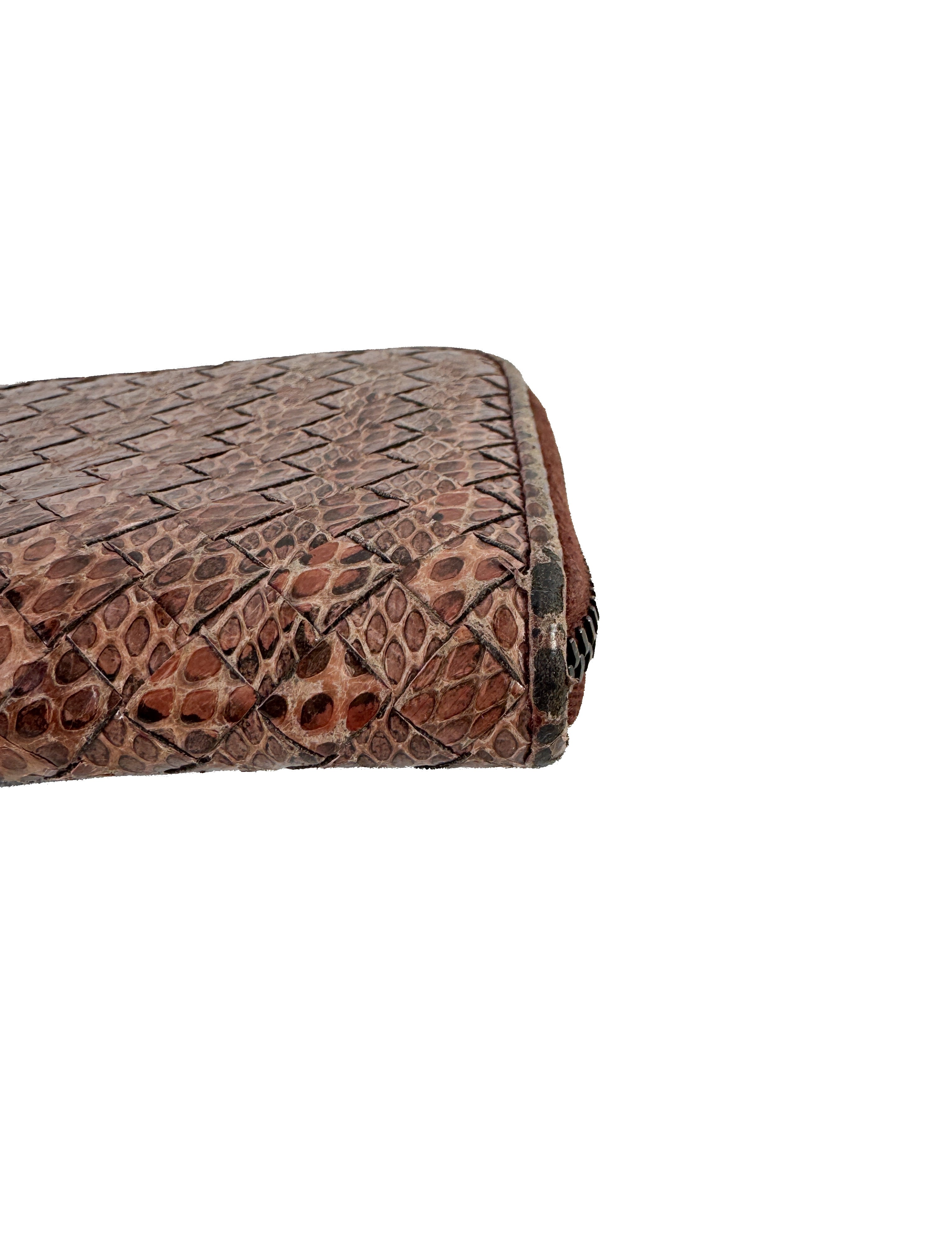 Bottega Veneta burgundy Intrecciato woven zip around wallet **as is**