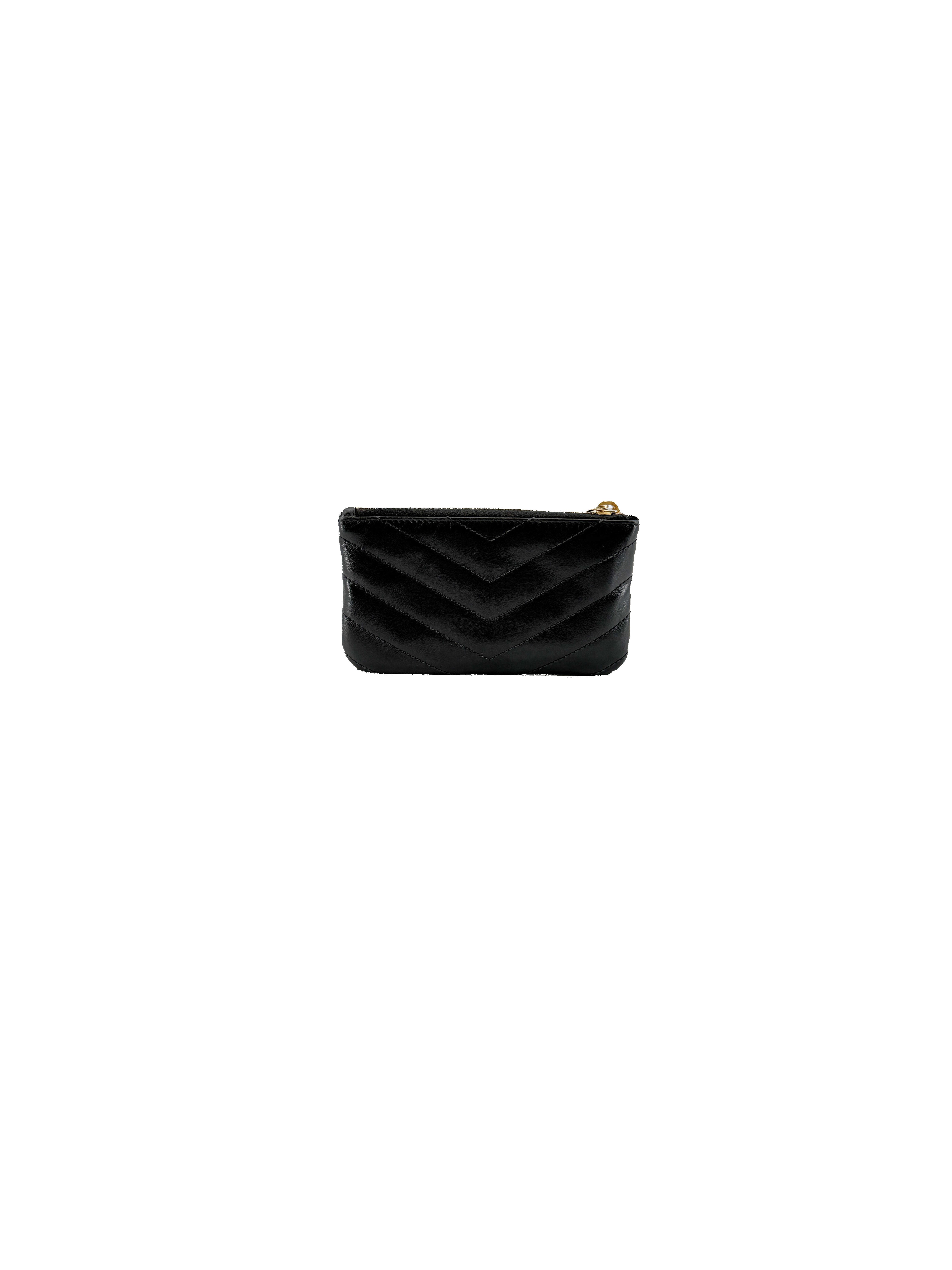 Saint Laurent black leather Cassandre key pouch CFP438386-0120