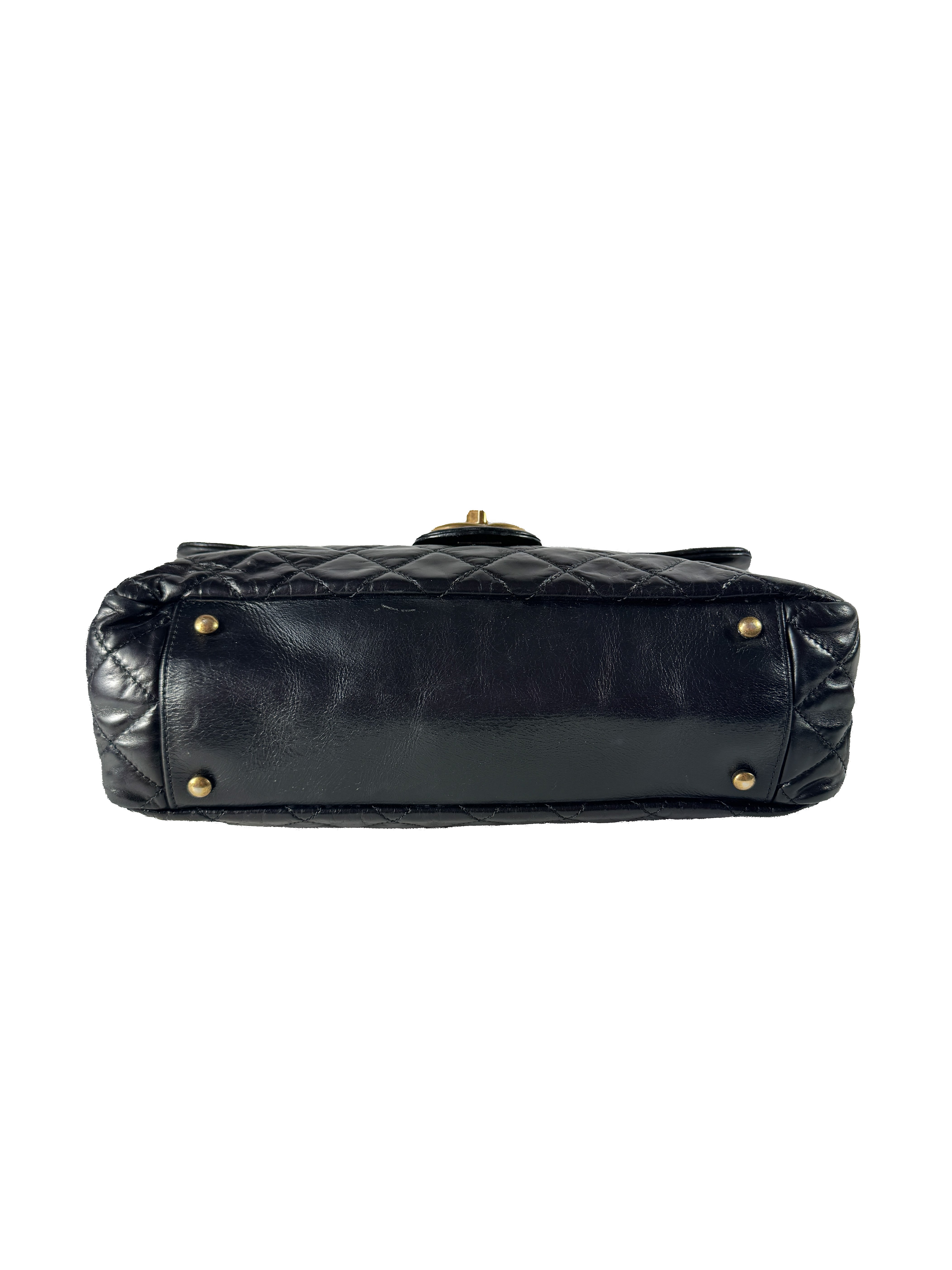 Chanel black/burgundy leather medium Castle Rock flap bag 23207144