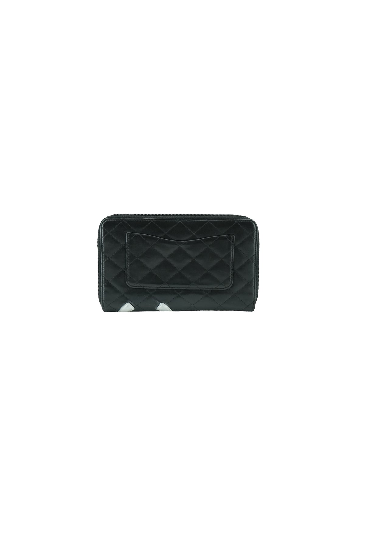 Chanel black silver Ligne cambon zip around organizer wallet 154184007