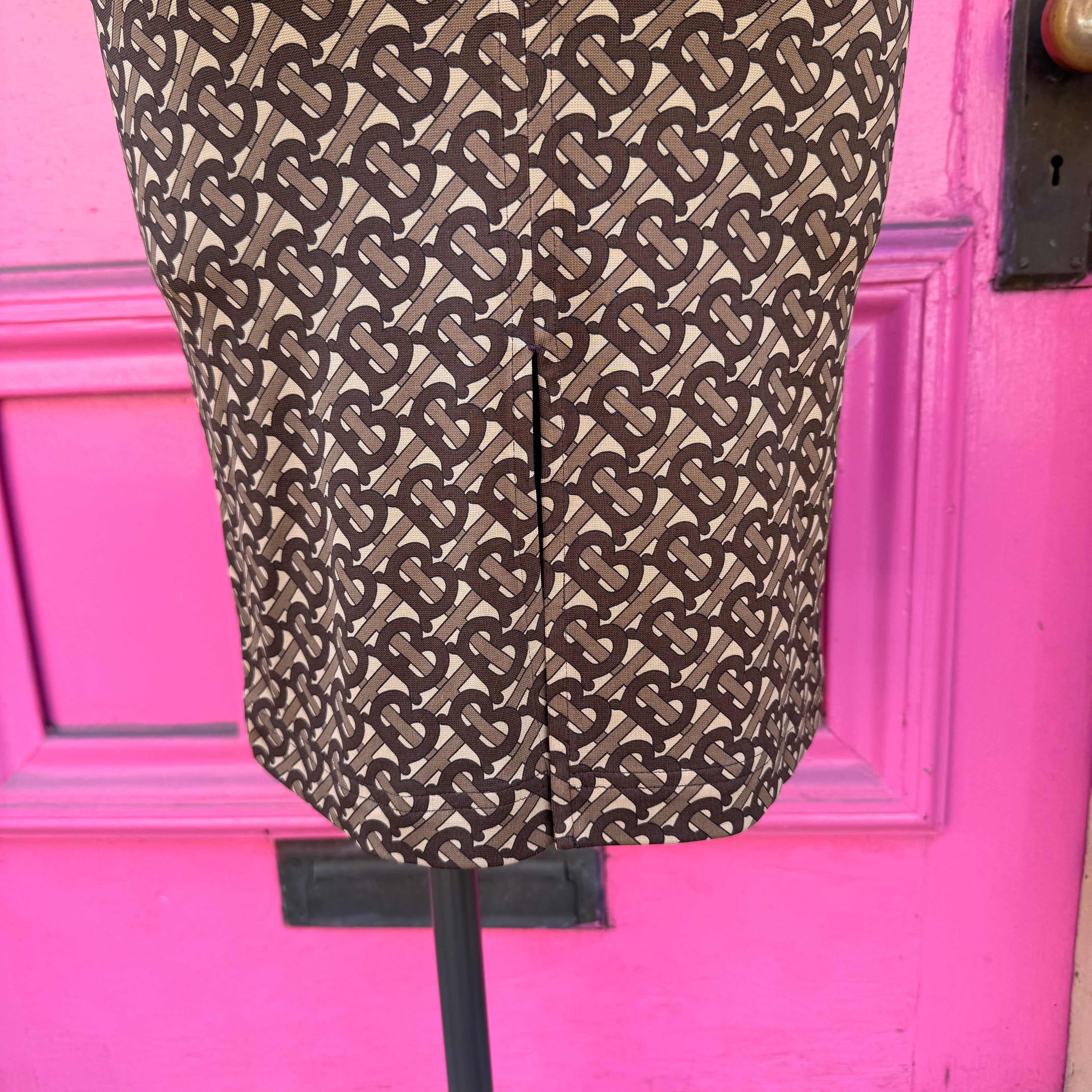 Burberry brown printed midi skirt size S