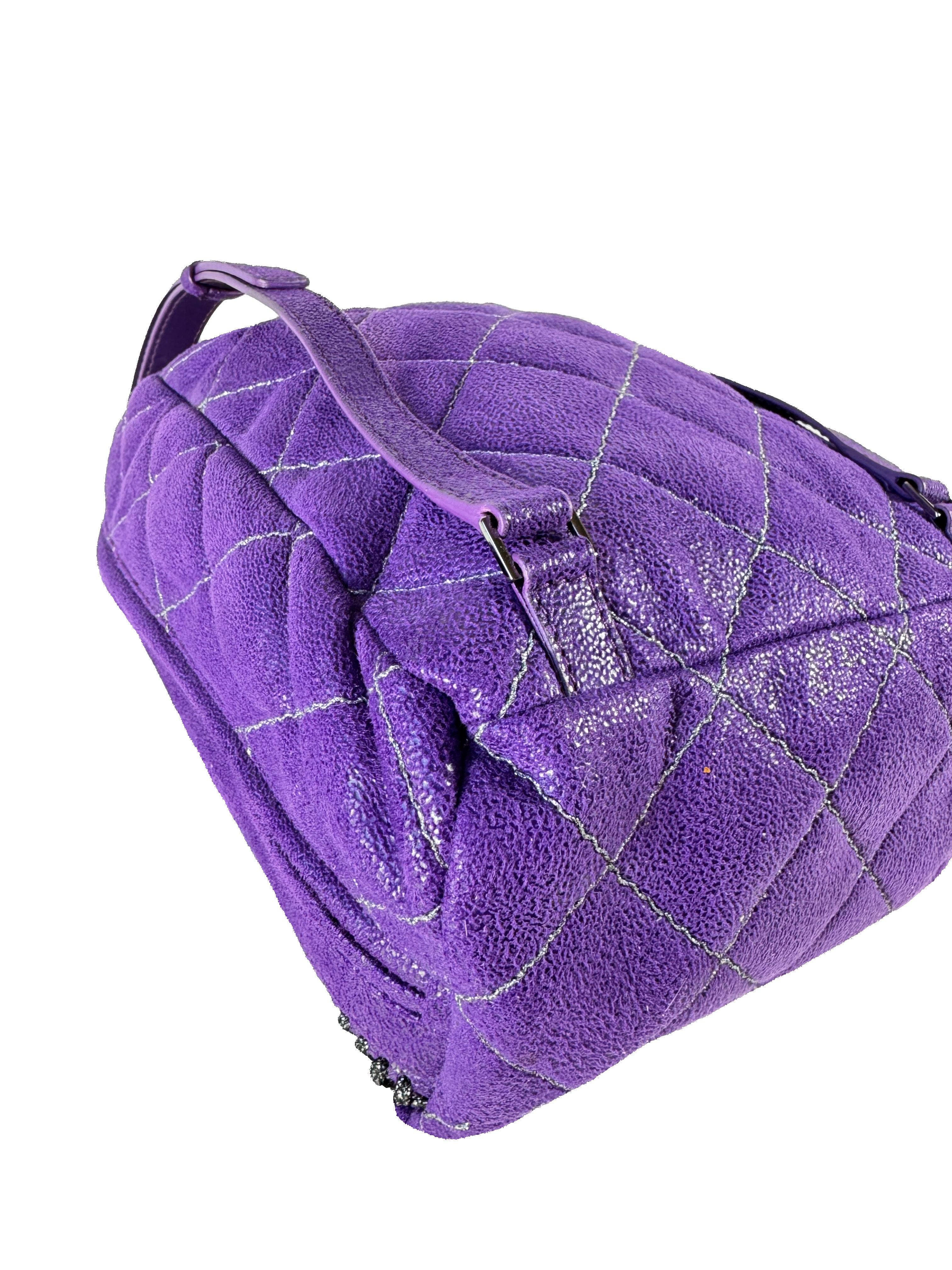 Stella McCartney purple Falabella shaggy deer mini backpack W9477