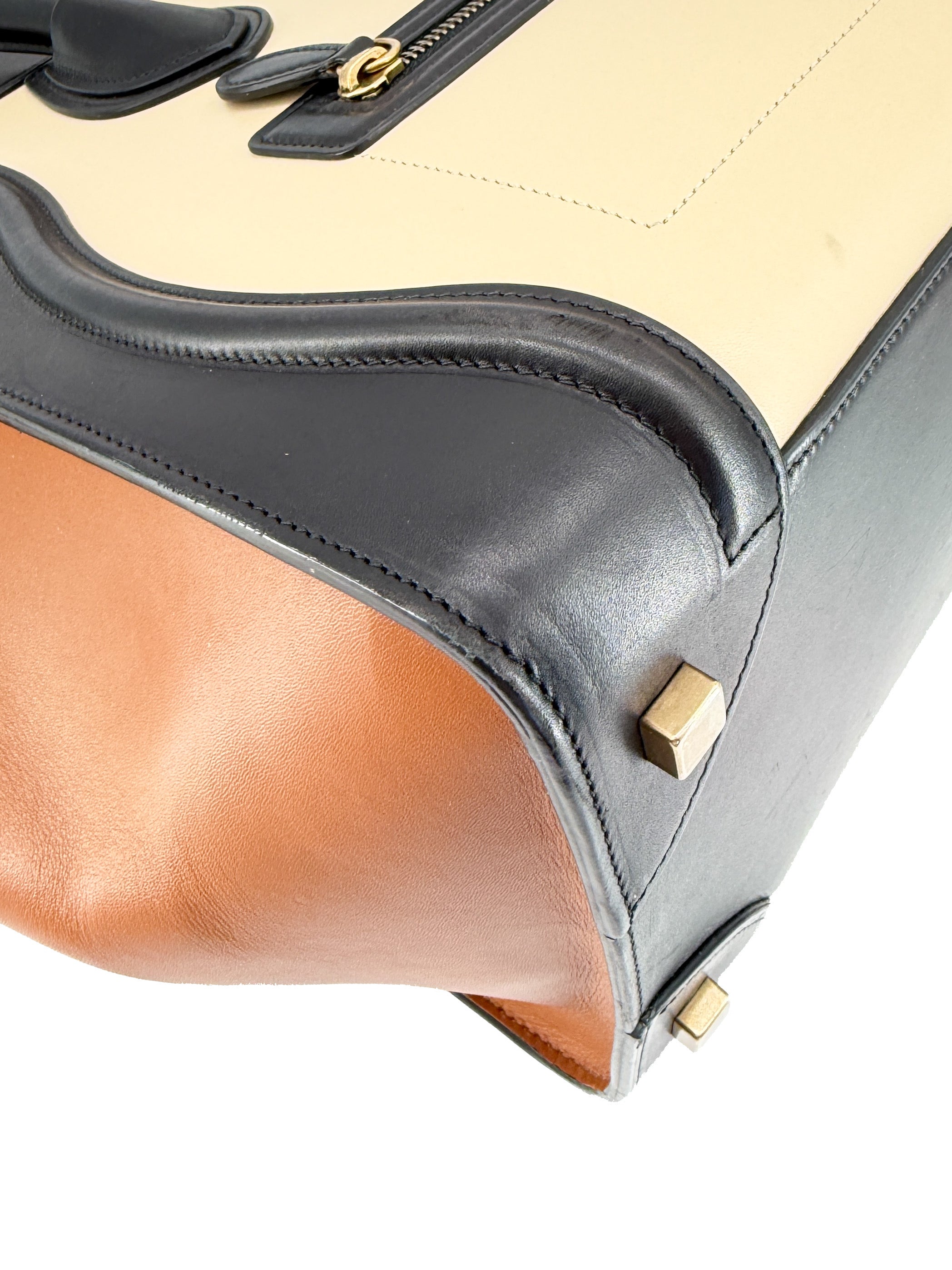 Celine tricolor cream, black, brown luggage mini F-CU-0144