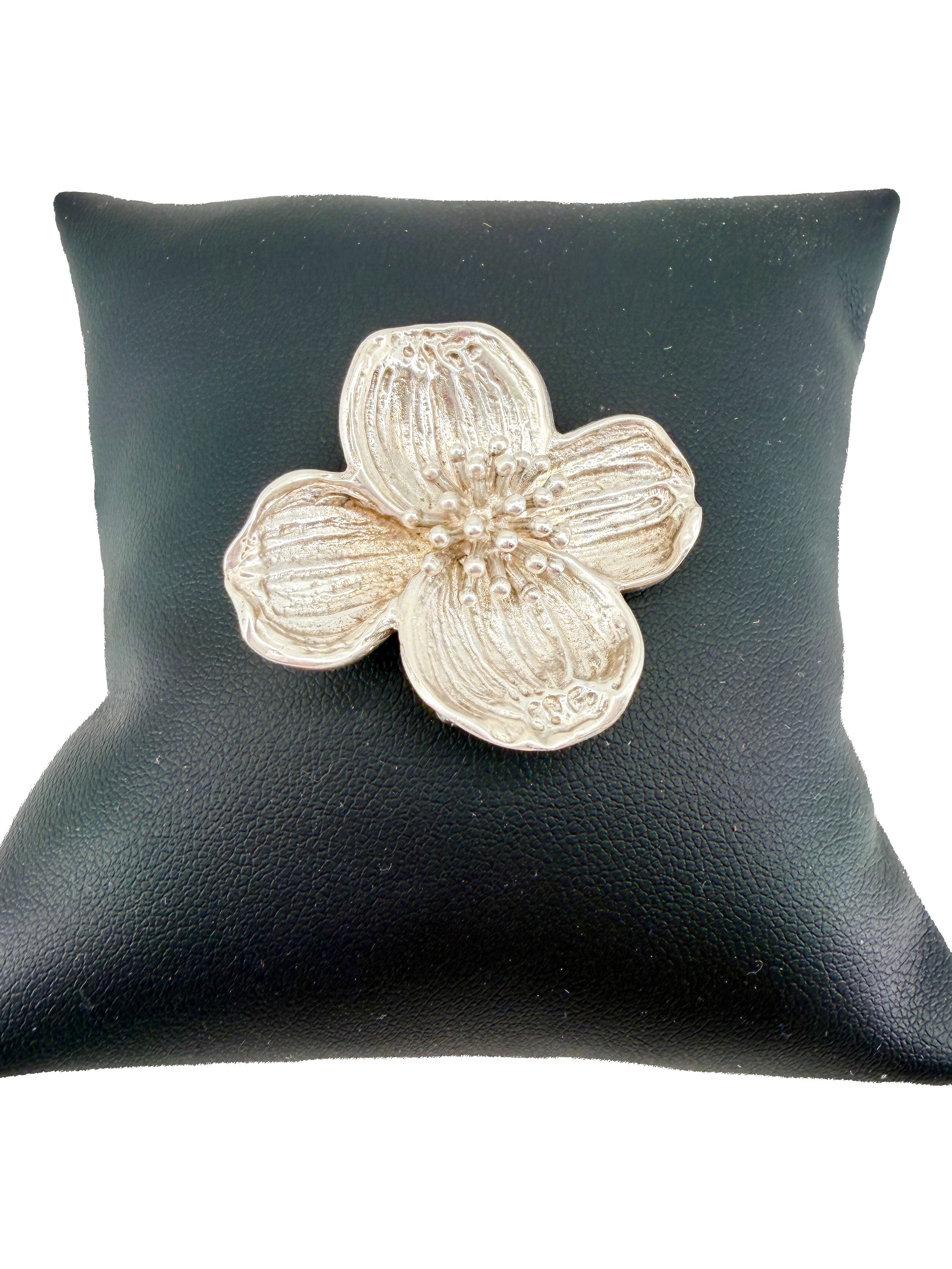 Tiffany & Co sterling silver dogwood brooch