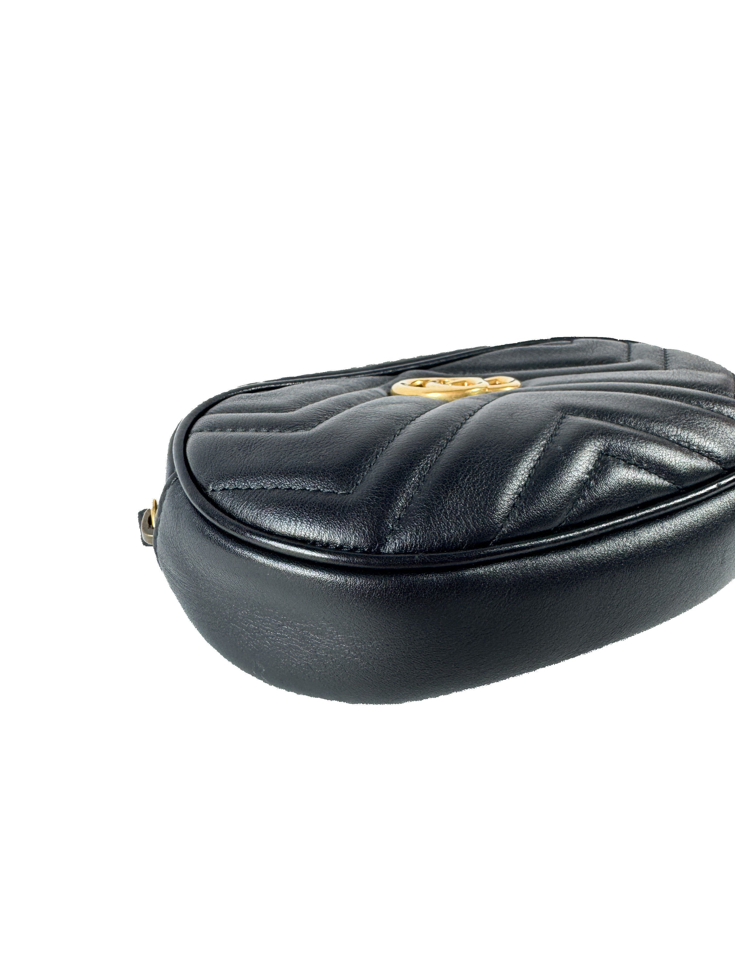 Gucci Calfskin Matelasse GG Marmont Belt Bag 85 34 Black  476434 493075