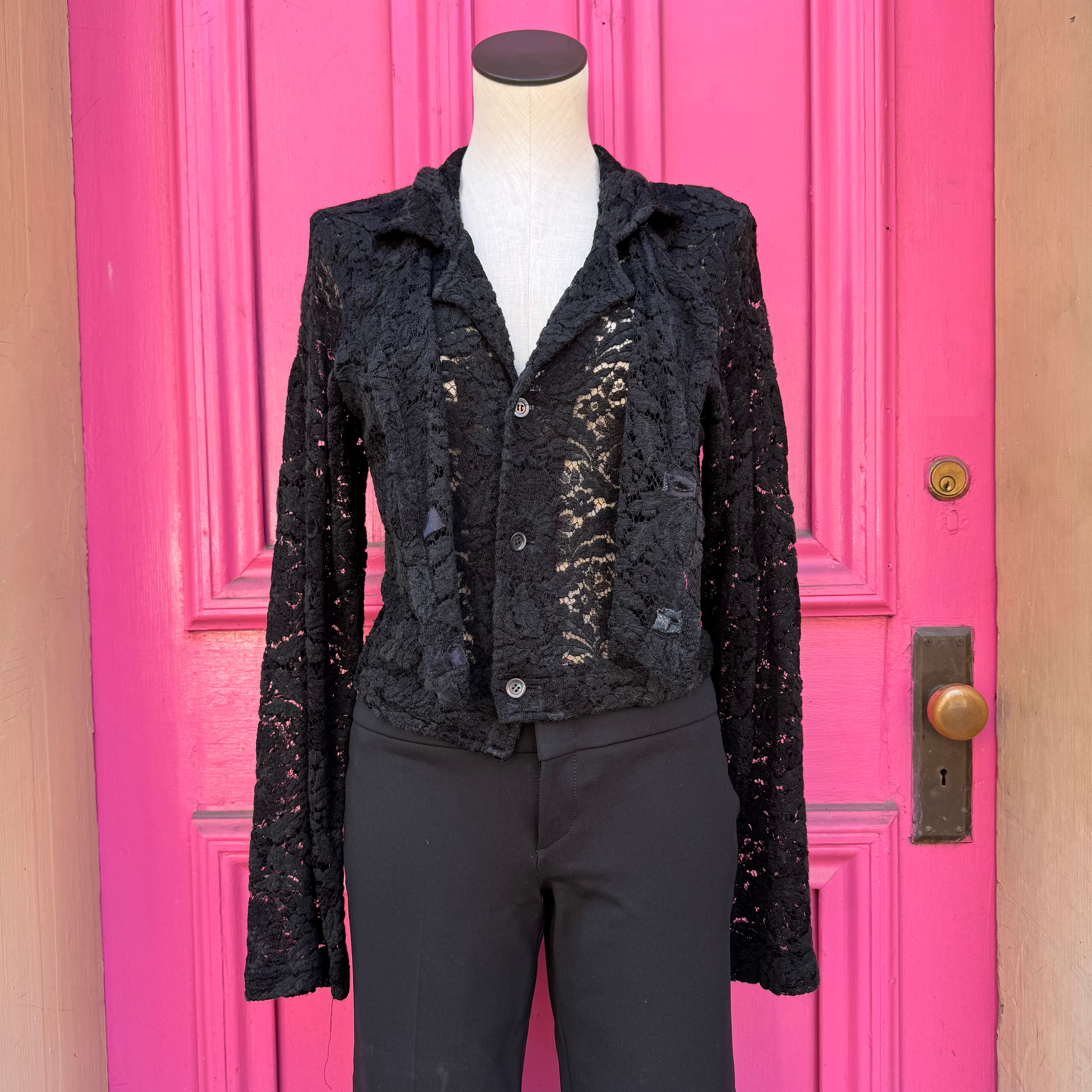 Comme des Garcons black lace cardigan blazer size M