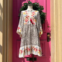 Johnny Was leopard print floral short sleeve dress size M