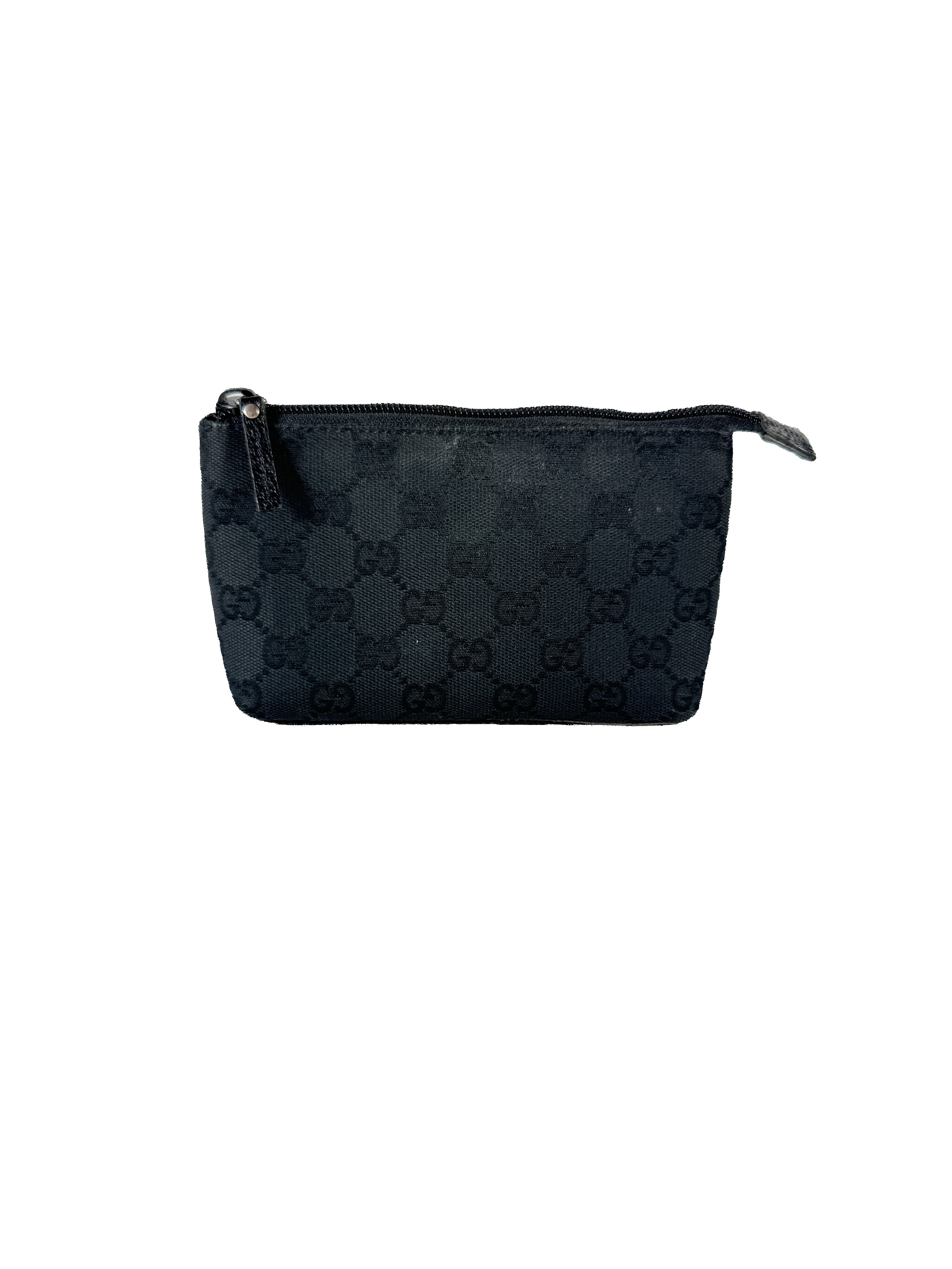 Gucci black GG cloth small zip pouch 002058