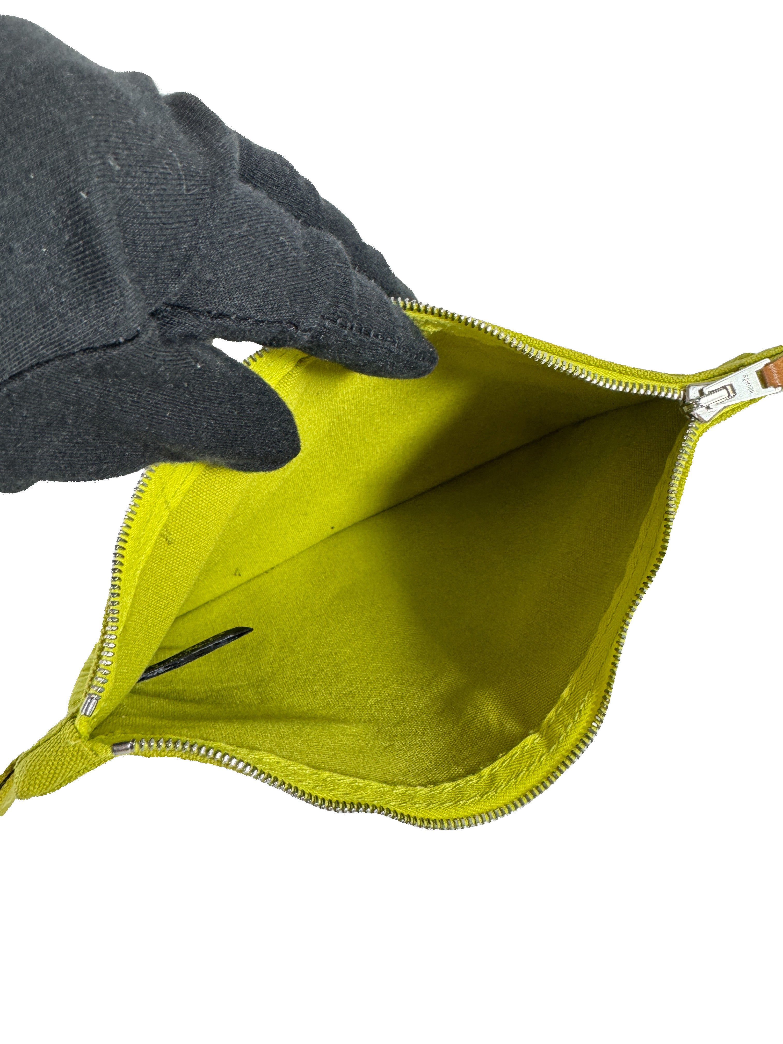 Hermès lime green Bora Bora travel pouch set