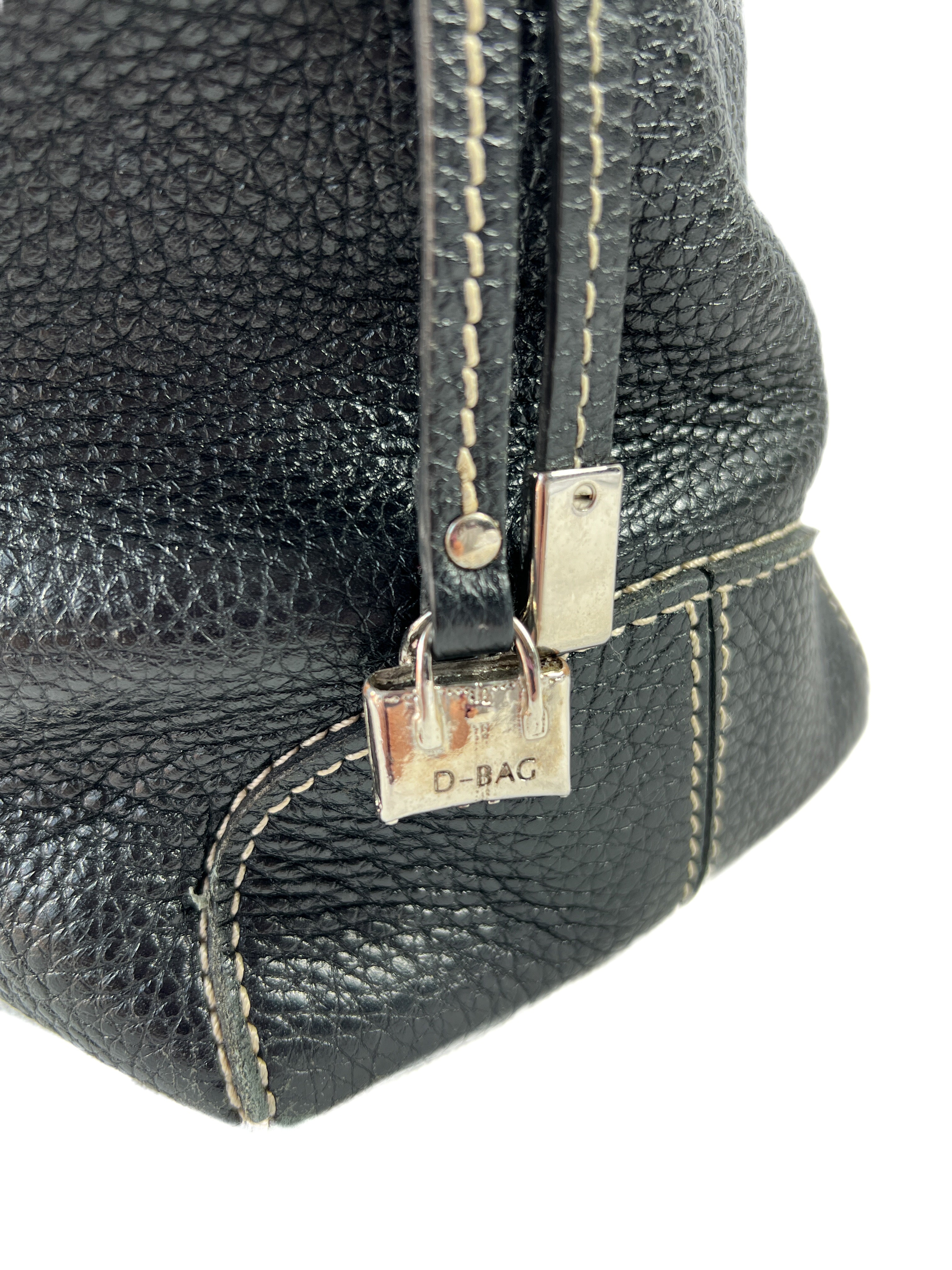Tods black leather D Bag media tote