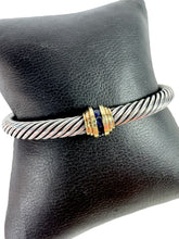 David Yurman sterling silver, 14k gold, blue sapphires cable bracelet