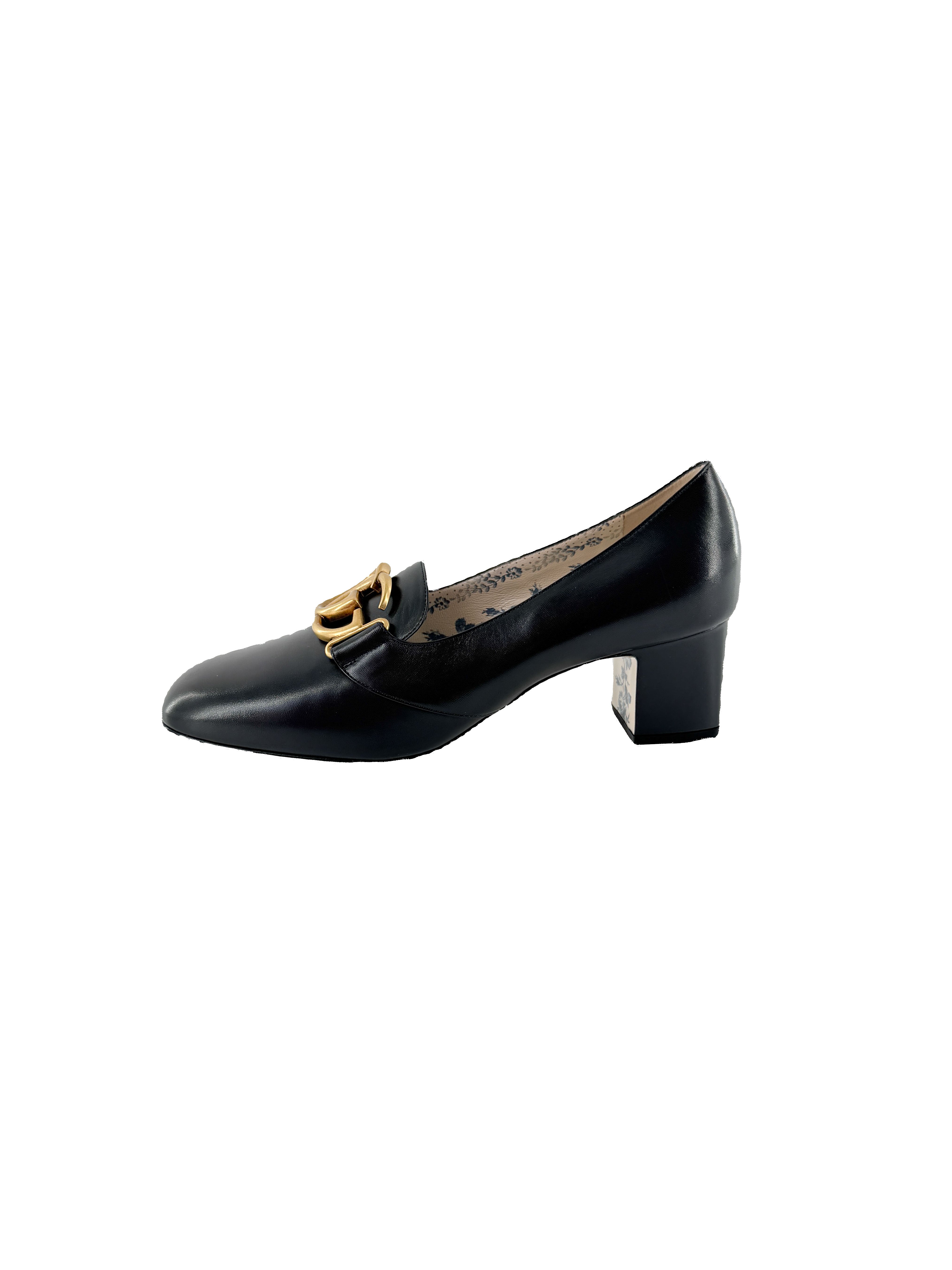 Gucci black Victoire 55MM leather pumps size 10 BOX