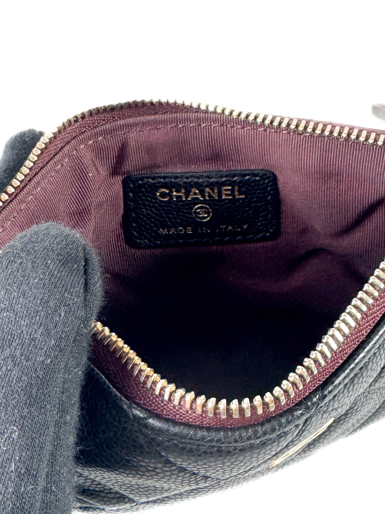 Chanel classic O case quilted caviar mini pouch 29396406