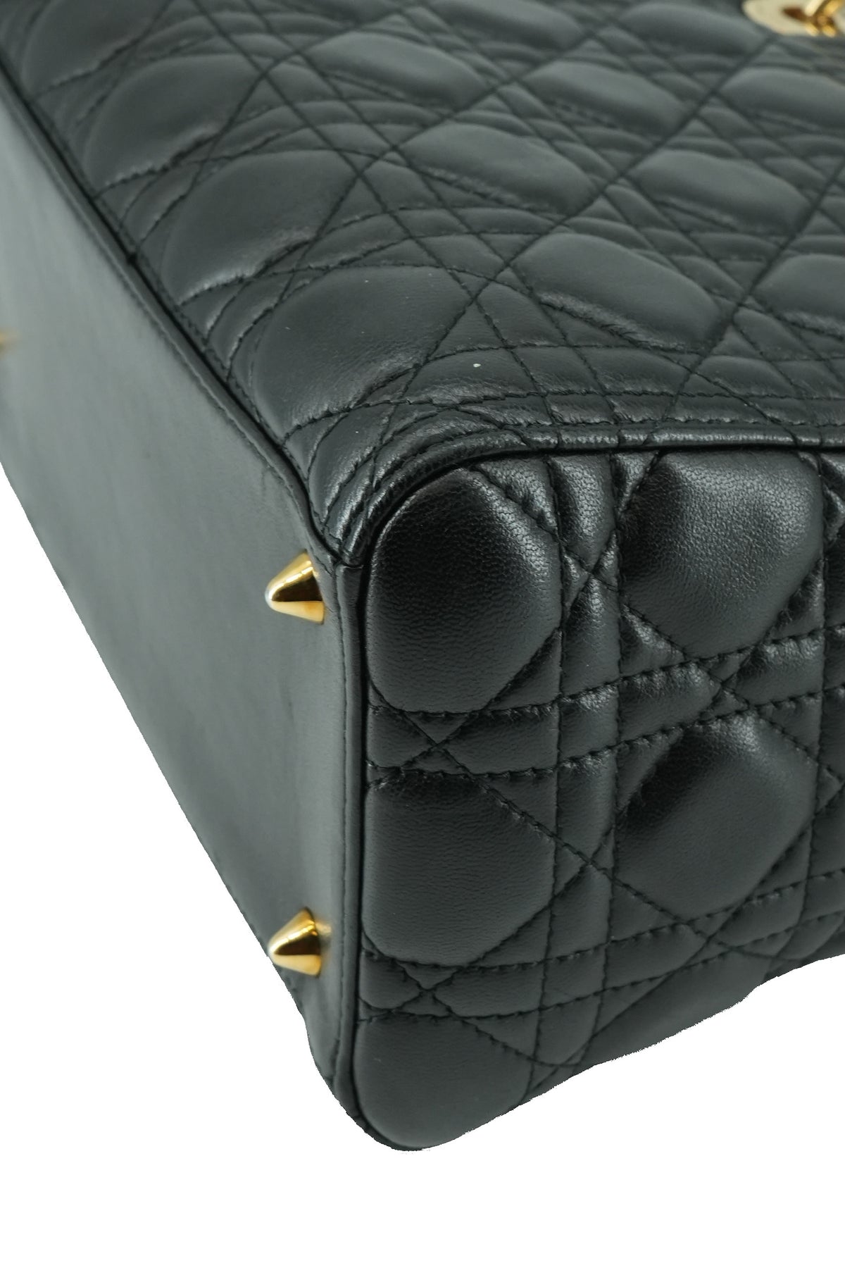 Christian Dior black quilted Lady Dior vintage 18-MA-0153