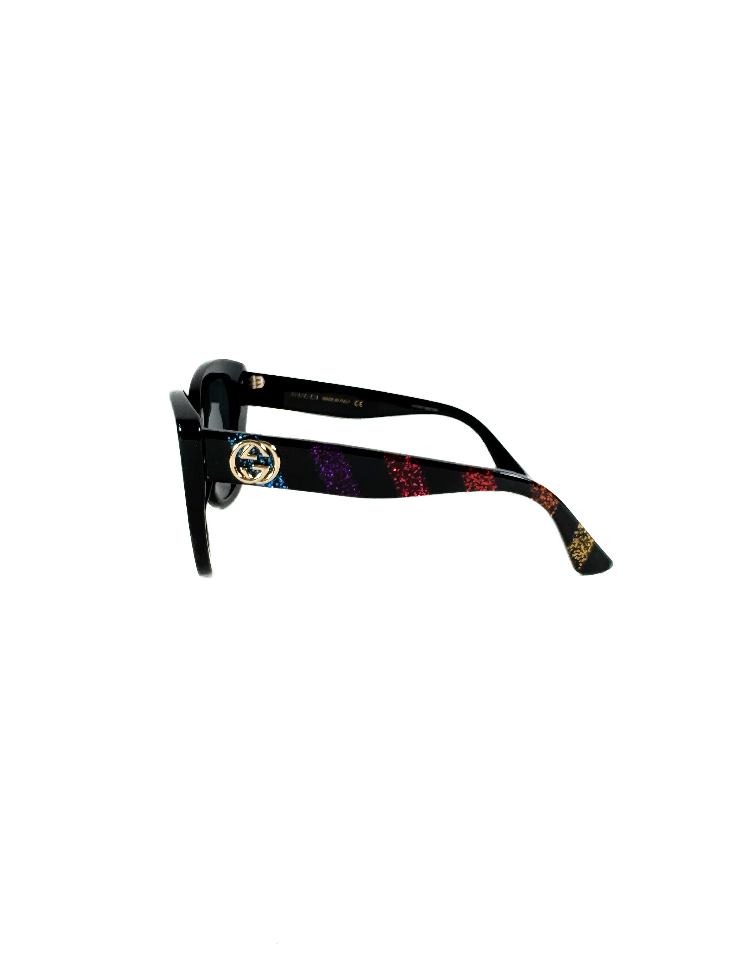 Gucci black GG rainbow glitter sunglasses GG0327S