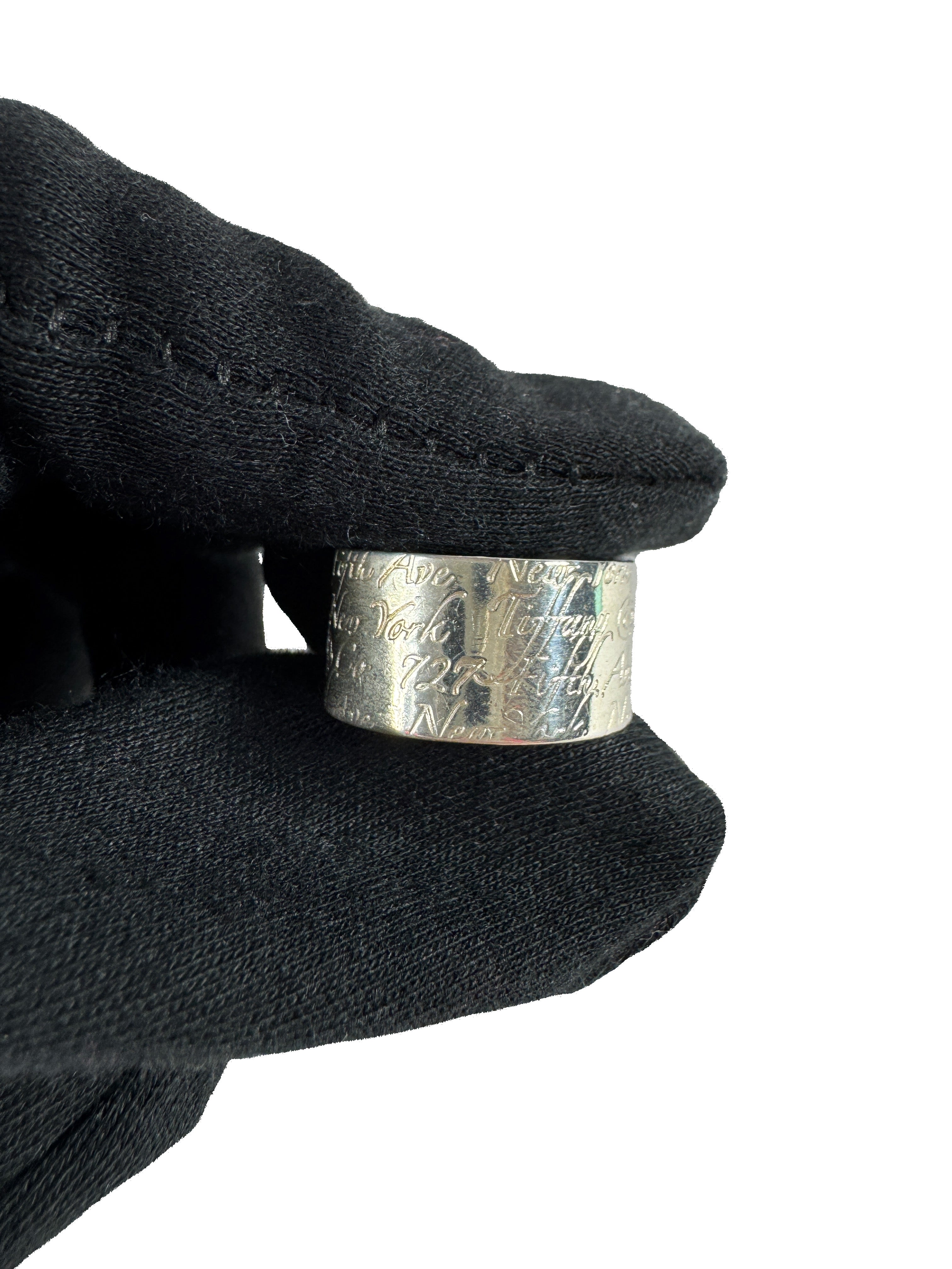Tiffany & Co sterling silver Notes wide ring