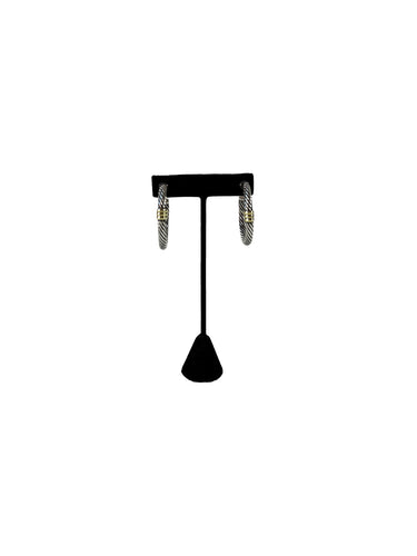 David Yurman sterling silver, 14K gold single station cable hoops