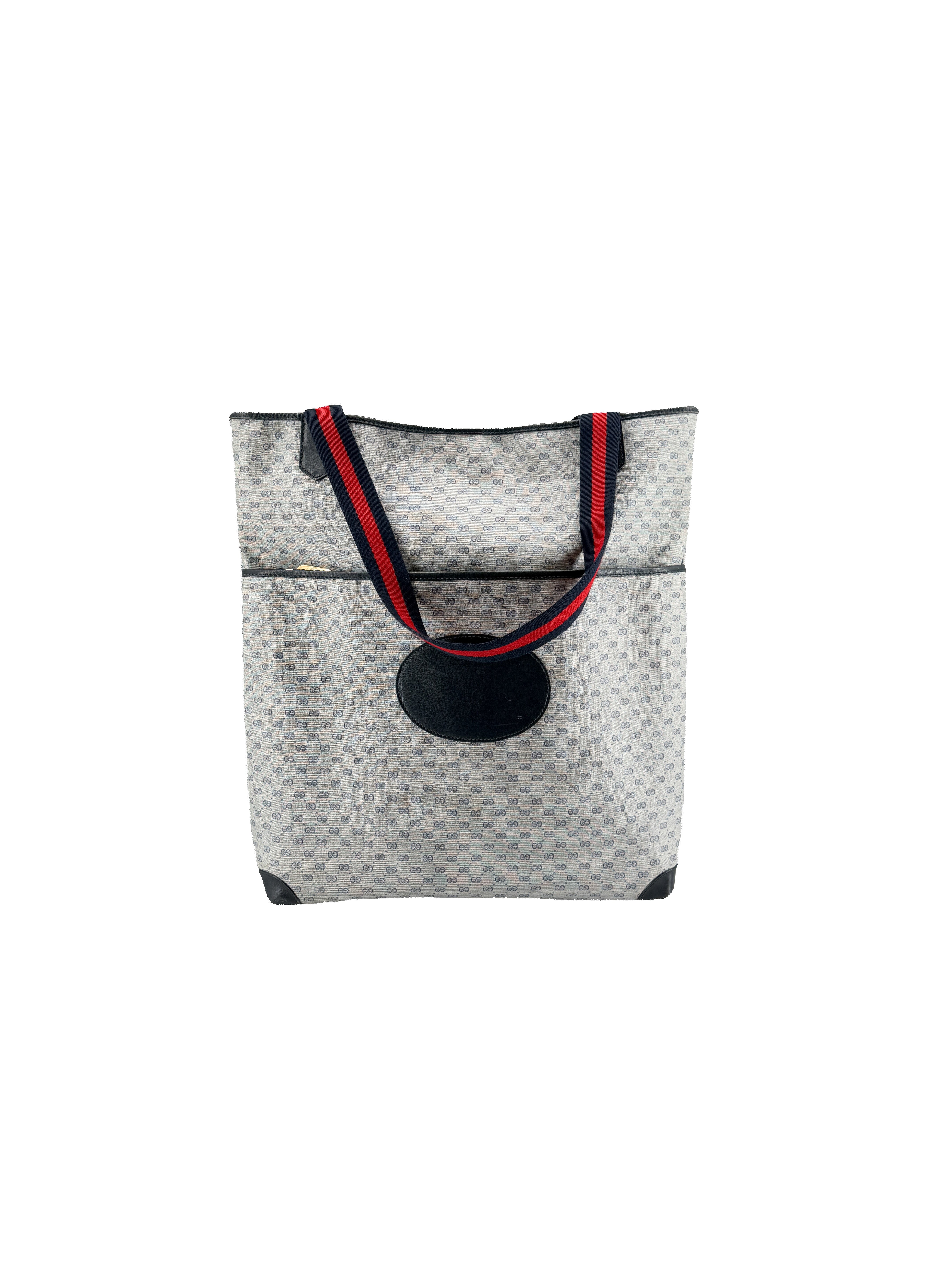 Gucci mirco GG vintage navy coated canvas tote 002-39-0054