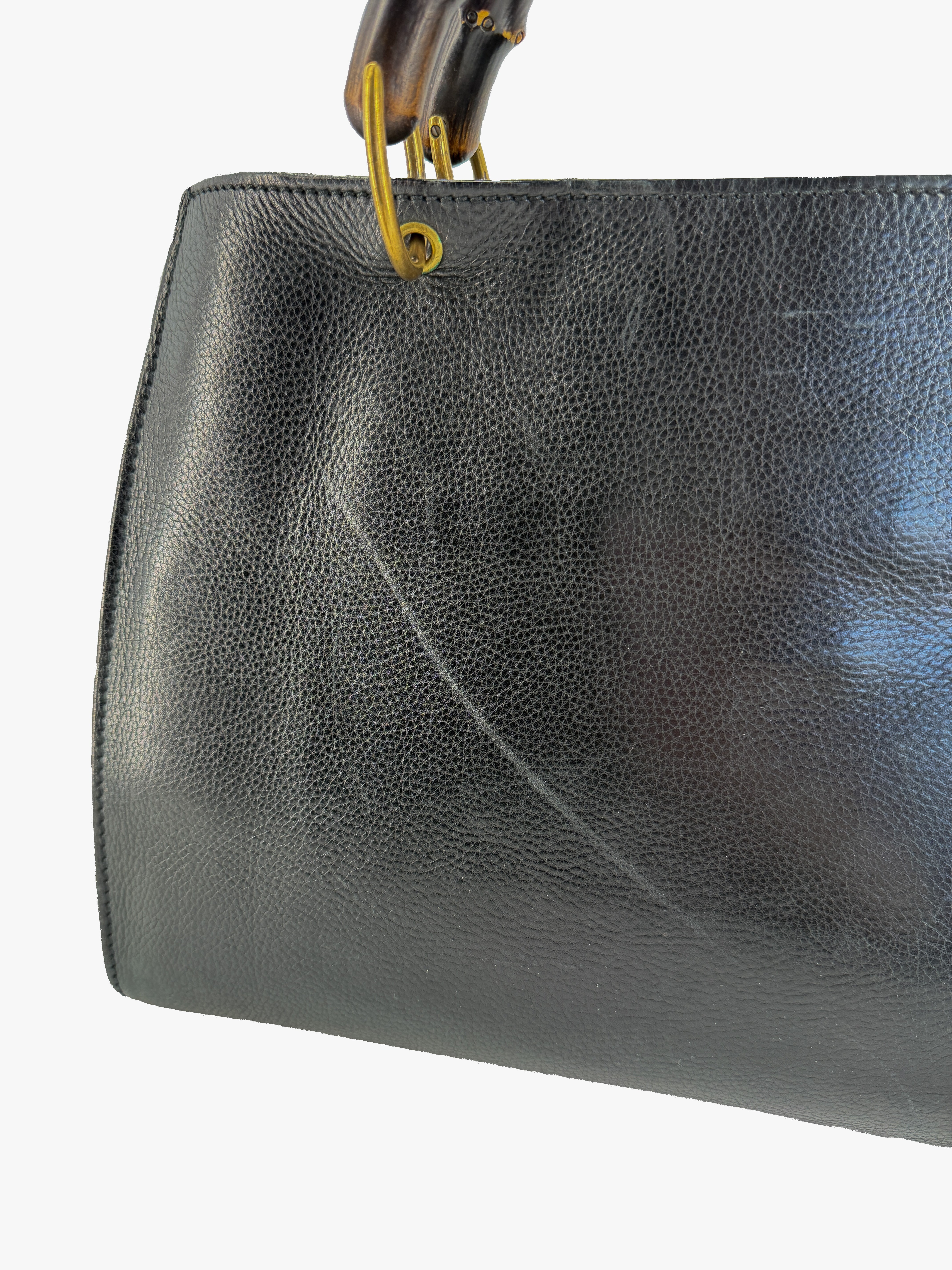 Gucci black leather Bamboo handle bag 109138 002058