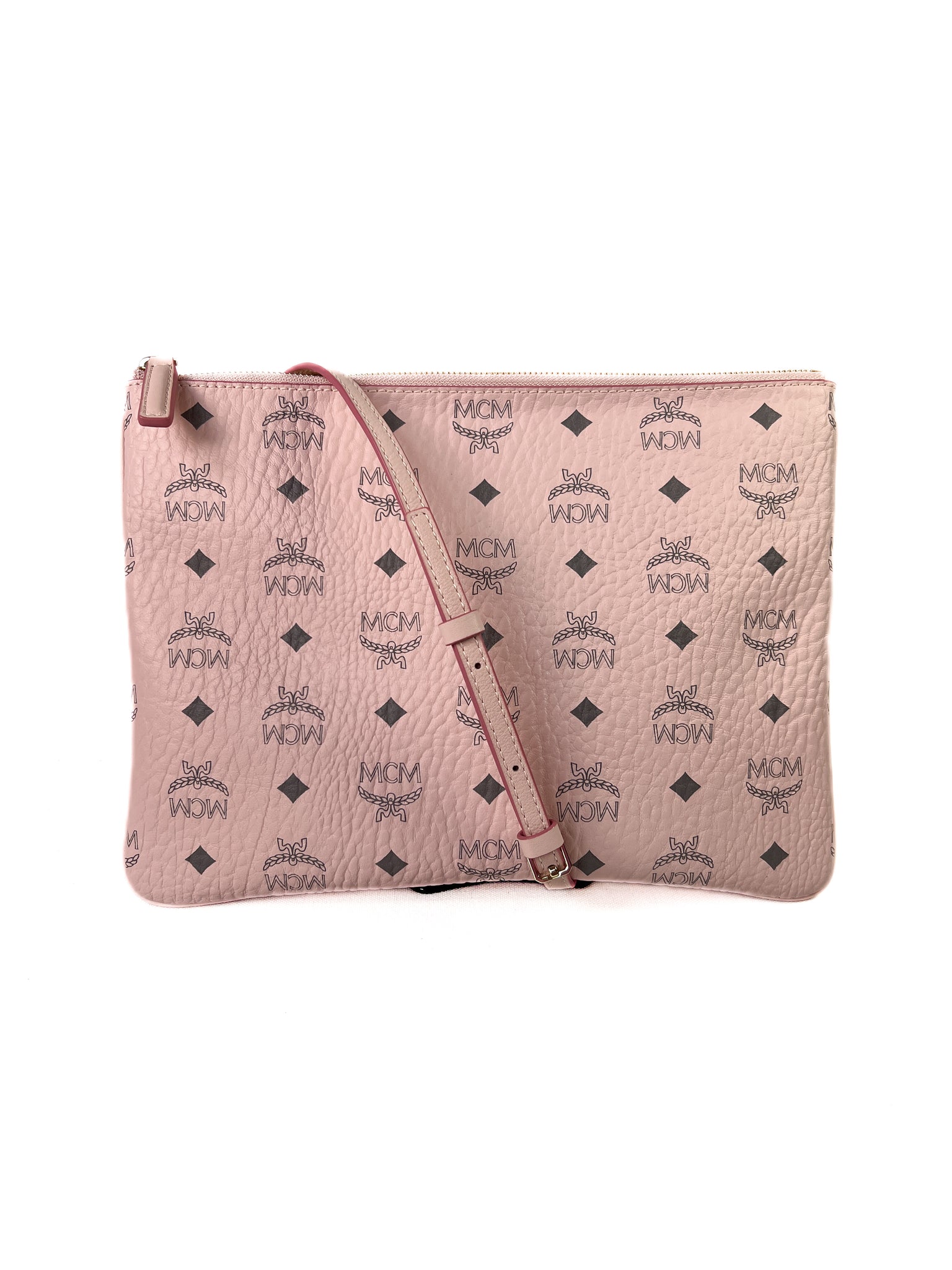 MCM pink visetos slim pouch crossbody – My Girlfriend's Wardrobe LLC