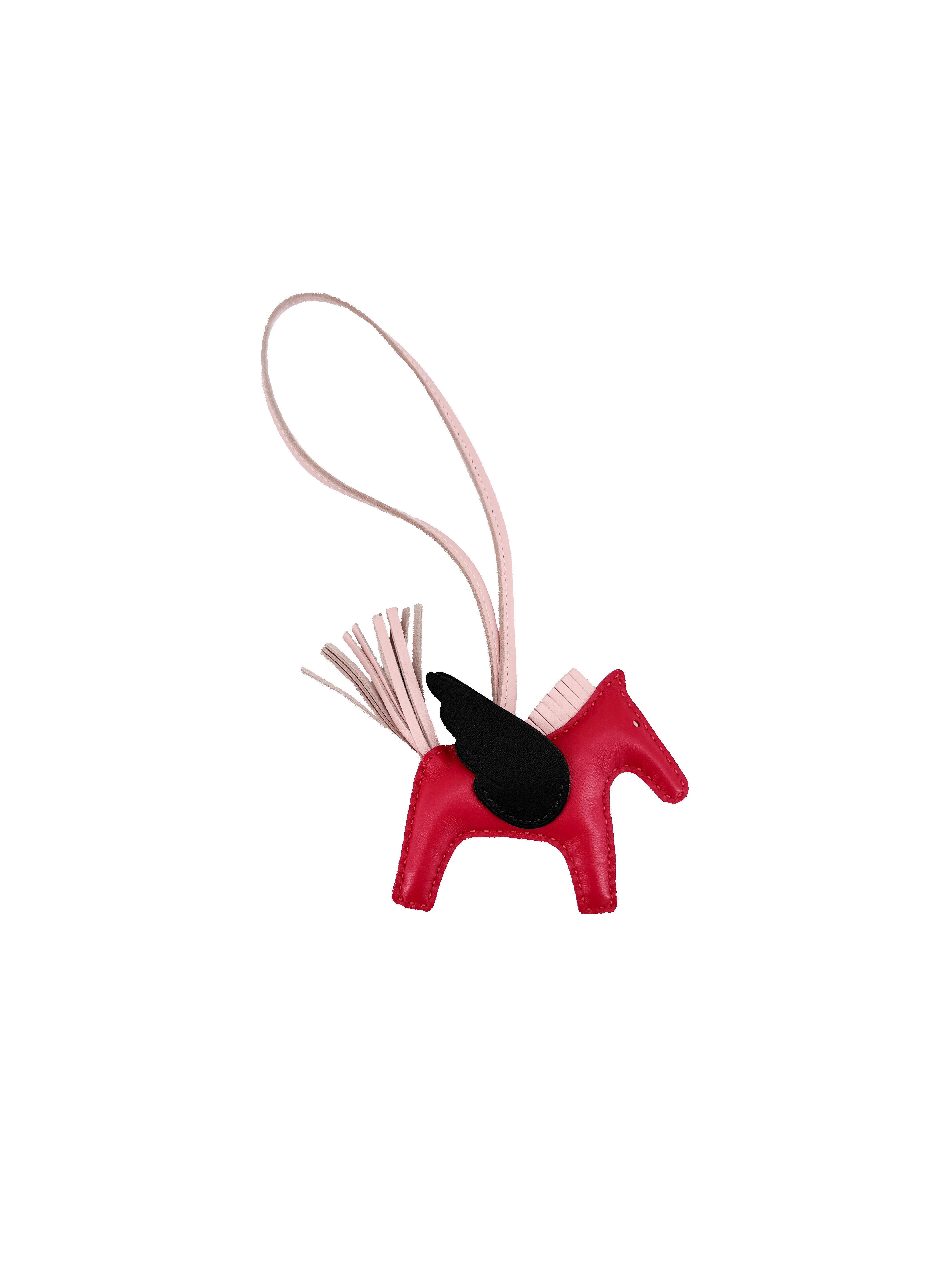 Hermès Rodeo Pegase horse bag charm framboise rose sakura rogue sellier Z AM