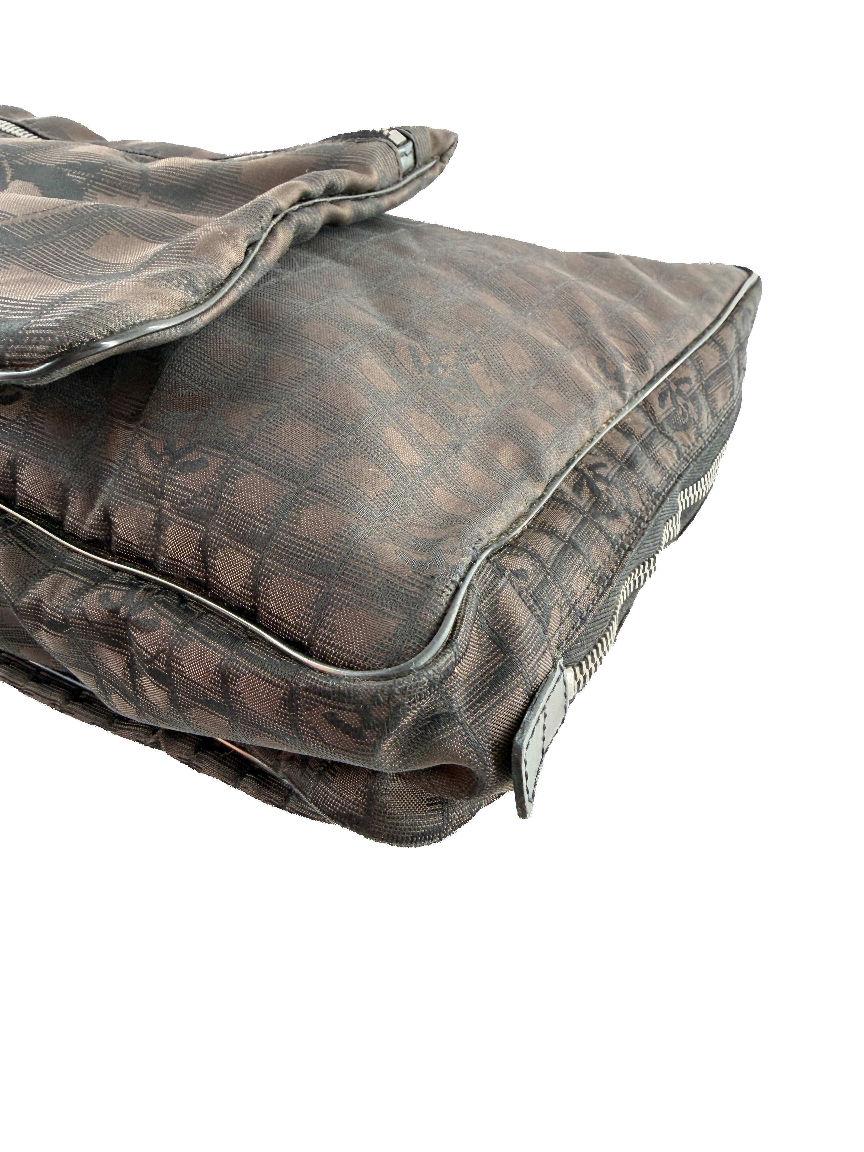 Chanel brown/black nylon and leather travel briefcase 9253964