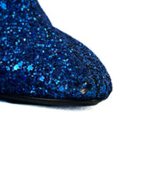 Saint Laurent blue glitter heeled Lou boots size 39/39.5