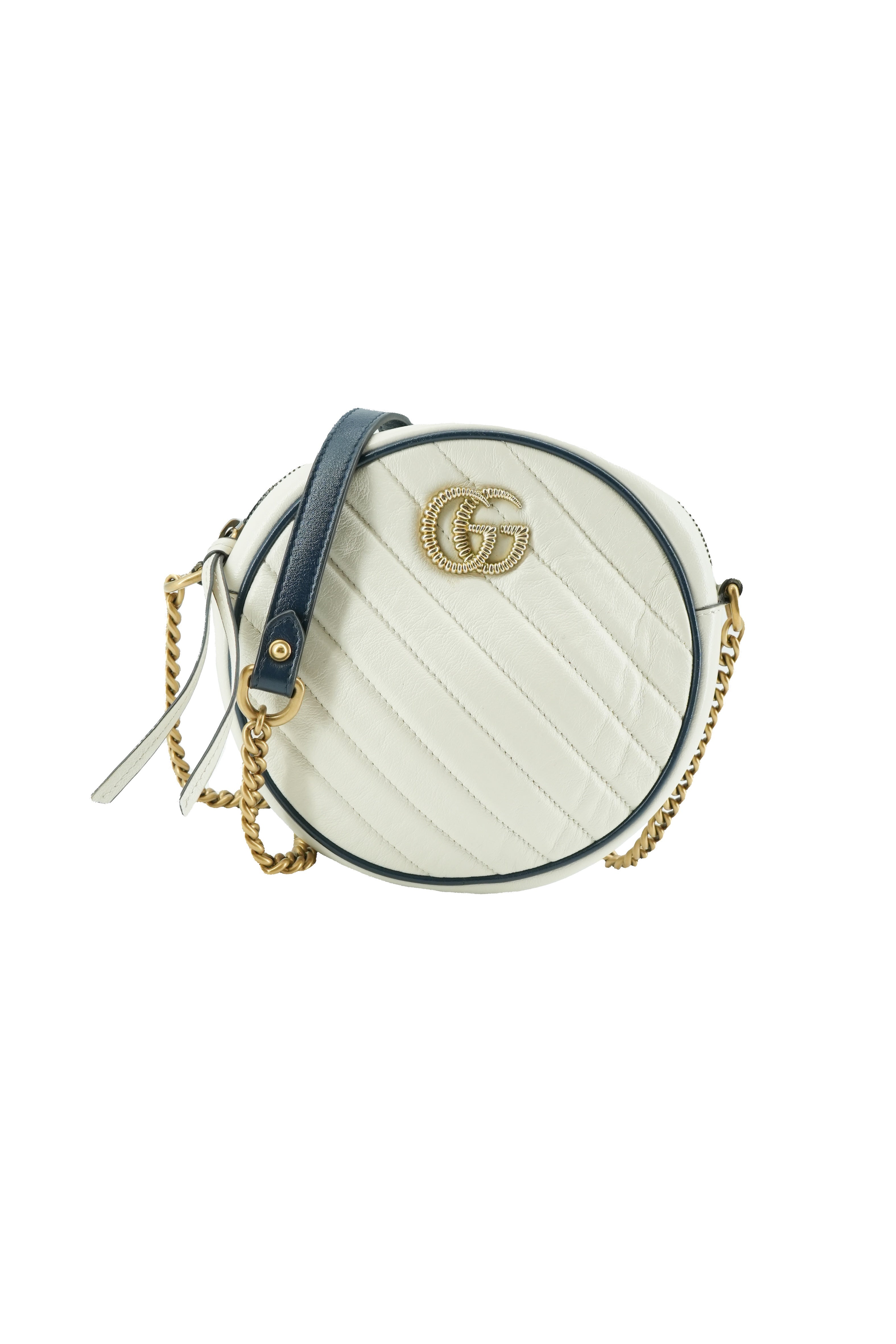 Gucci off white GG quilted Marmont round crossbody 550154 493075