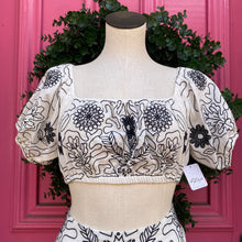 Free People white navy embroidered 2 piece set size S NWT