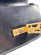 Celine black vintage 1970s carriage shoulder bag