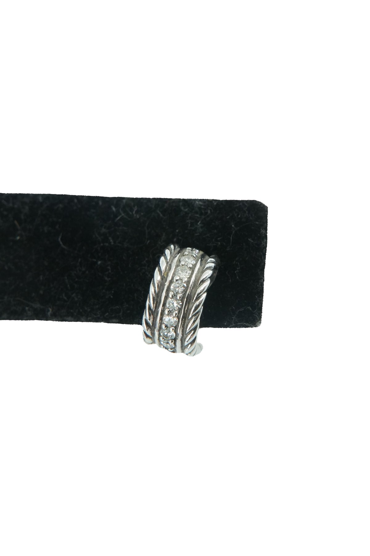David Yurman sterling silver diamond huggie hoop earrings