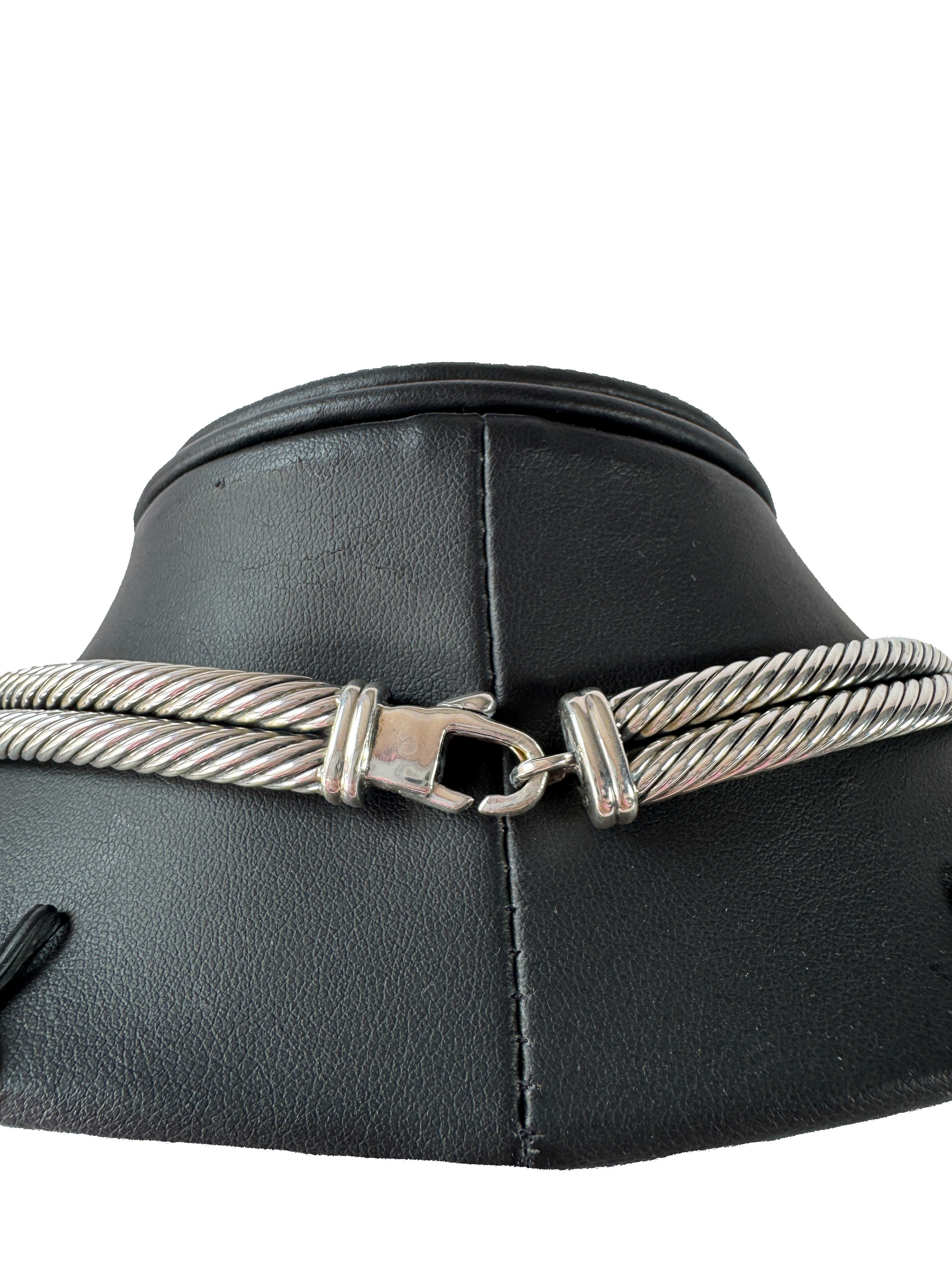 David Yurman sterling silver 14k gold double cable necklace