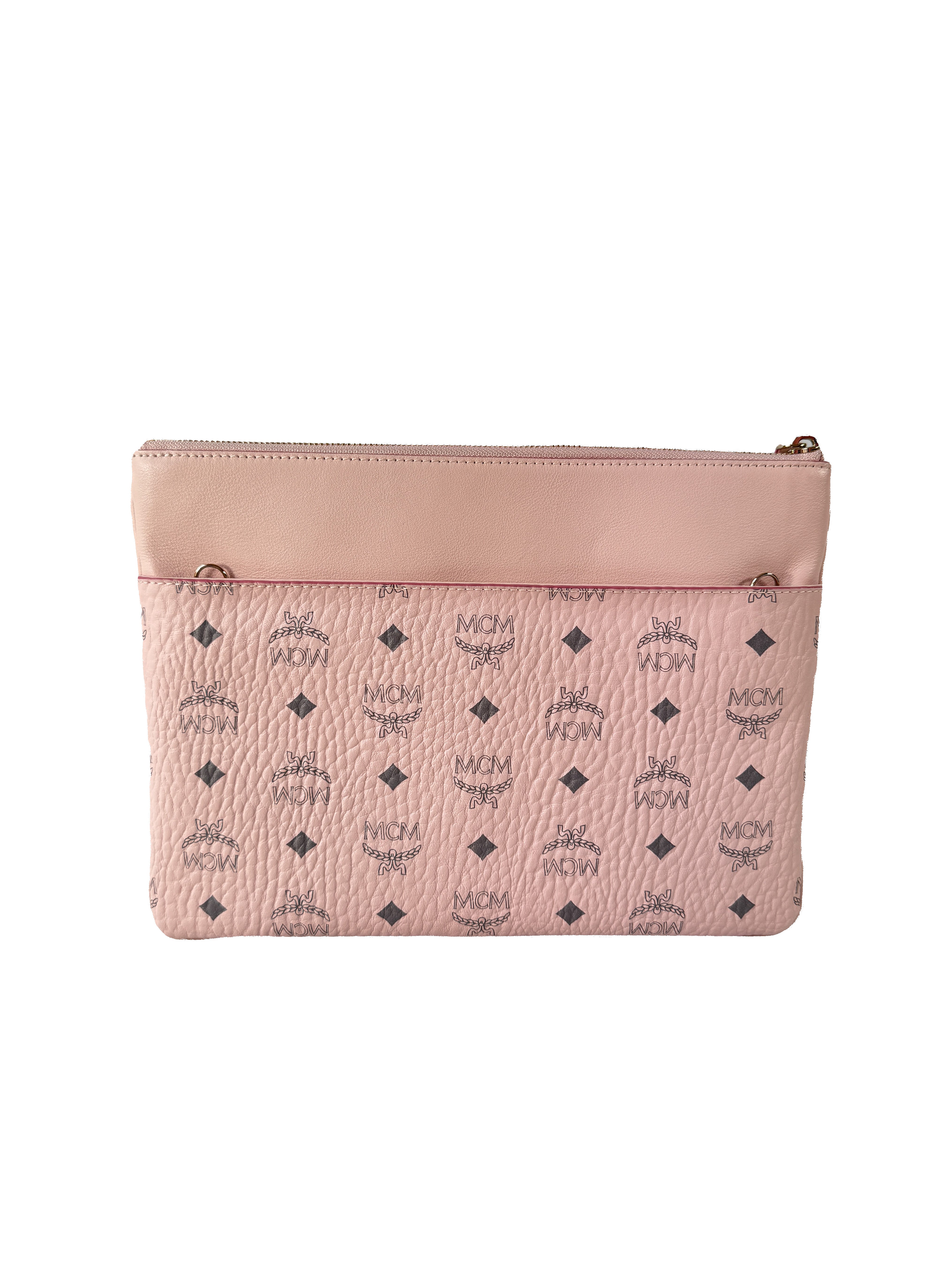 MCM pink medium logo crossbody pouch bag retail $490