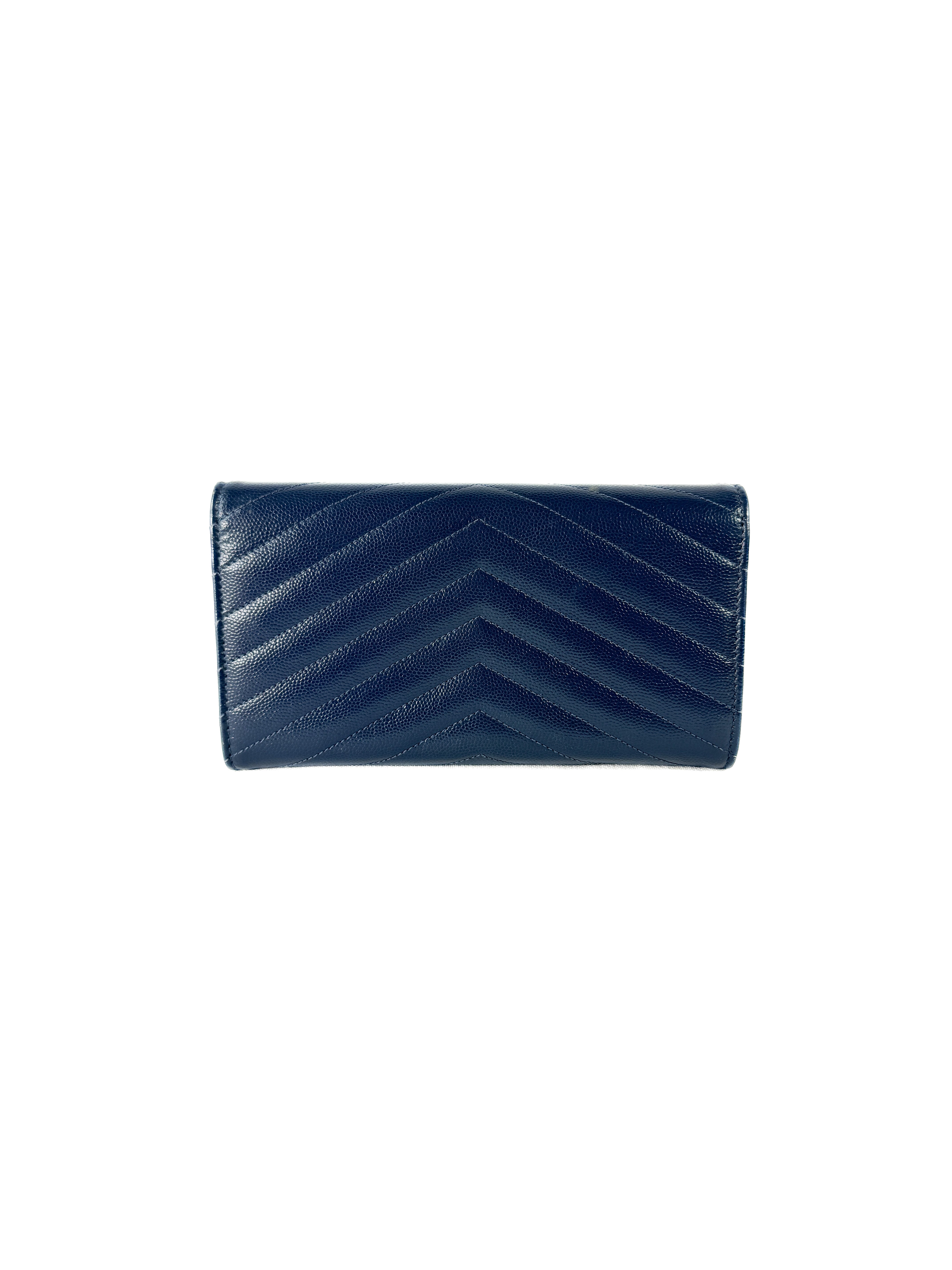Saint Laurent navy Cassandre long wallet CFP3722640618