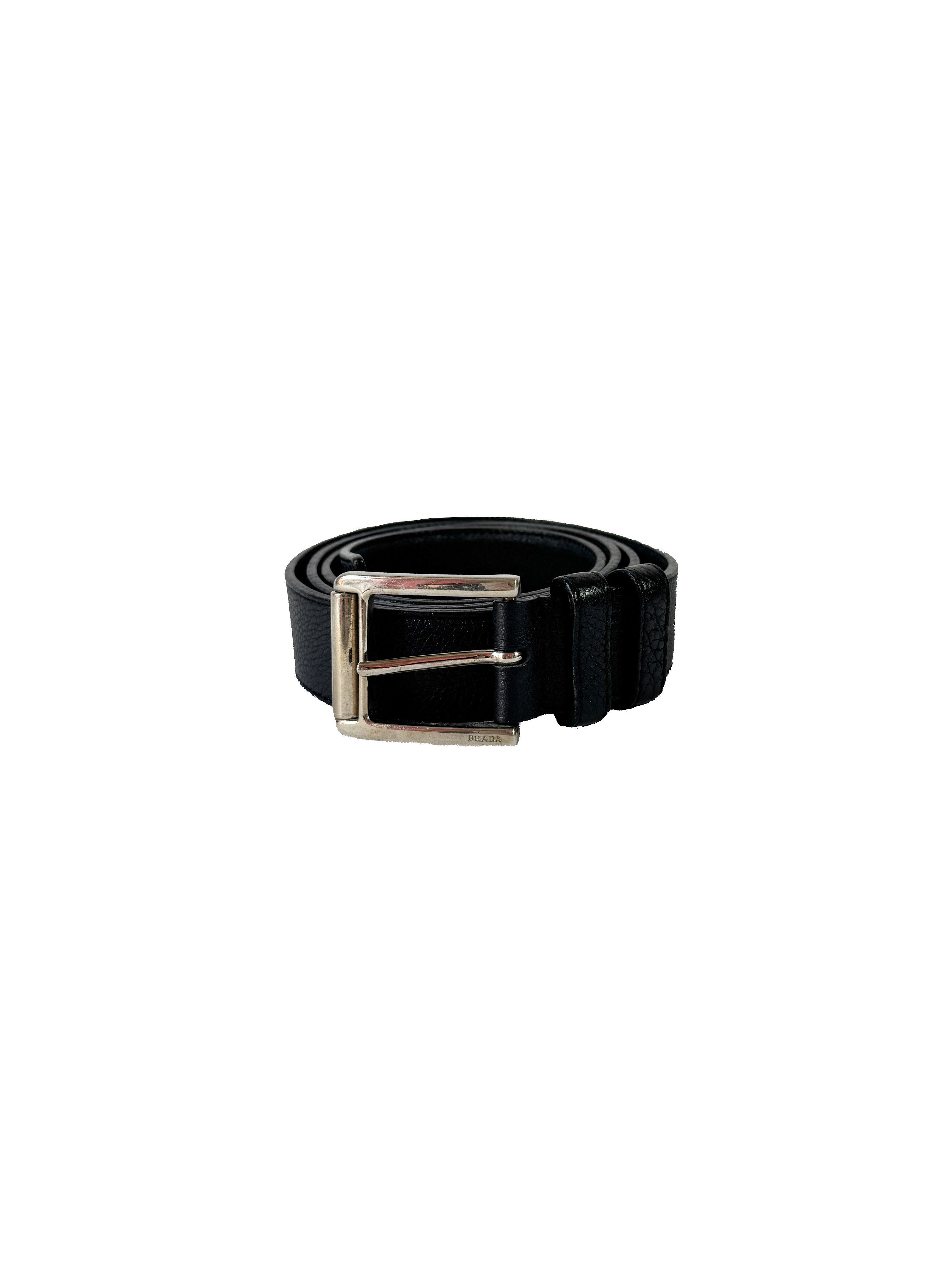 Prada black leather belt size 110 44 1097