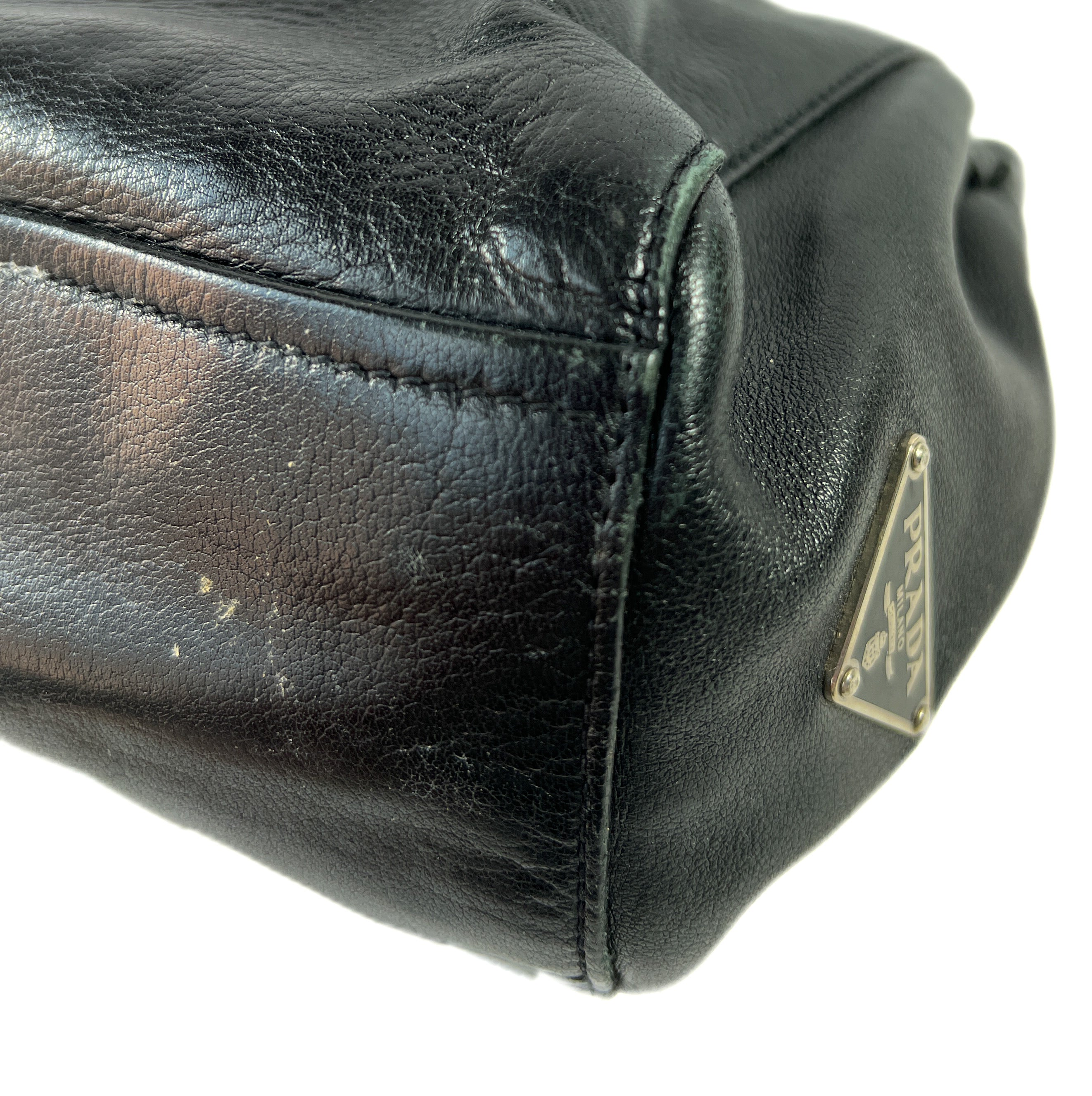 Prada black leather shoulder bag