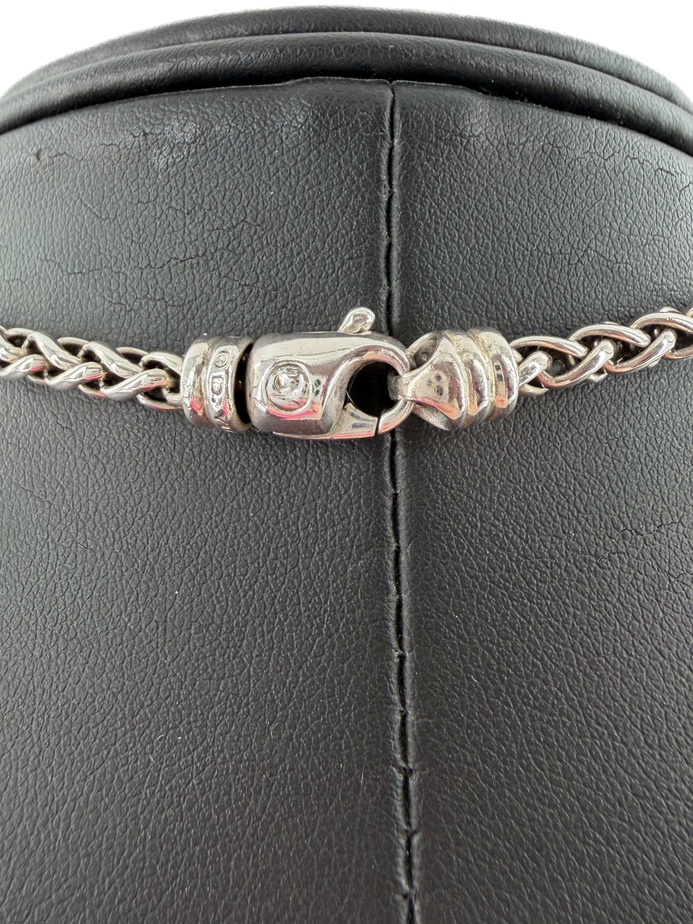 David Yurman sterling silver 18k yellow gold pearl, pink sapphires Quatrefoil necklace