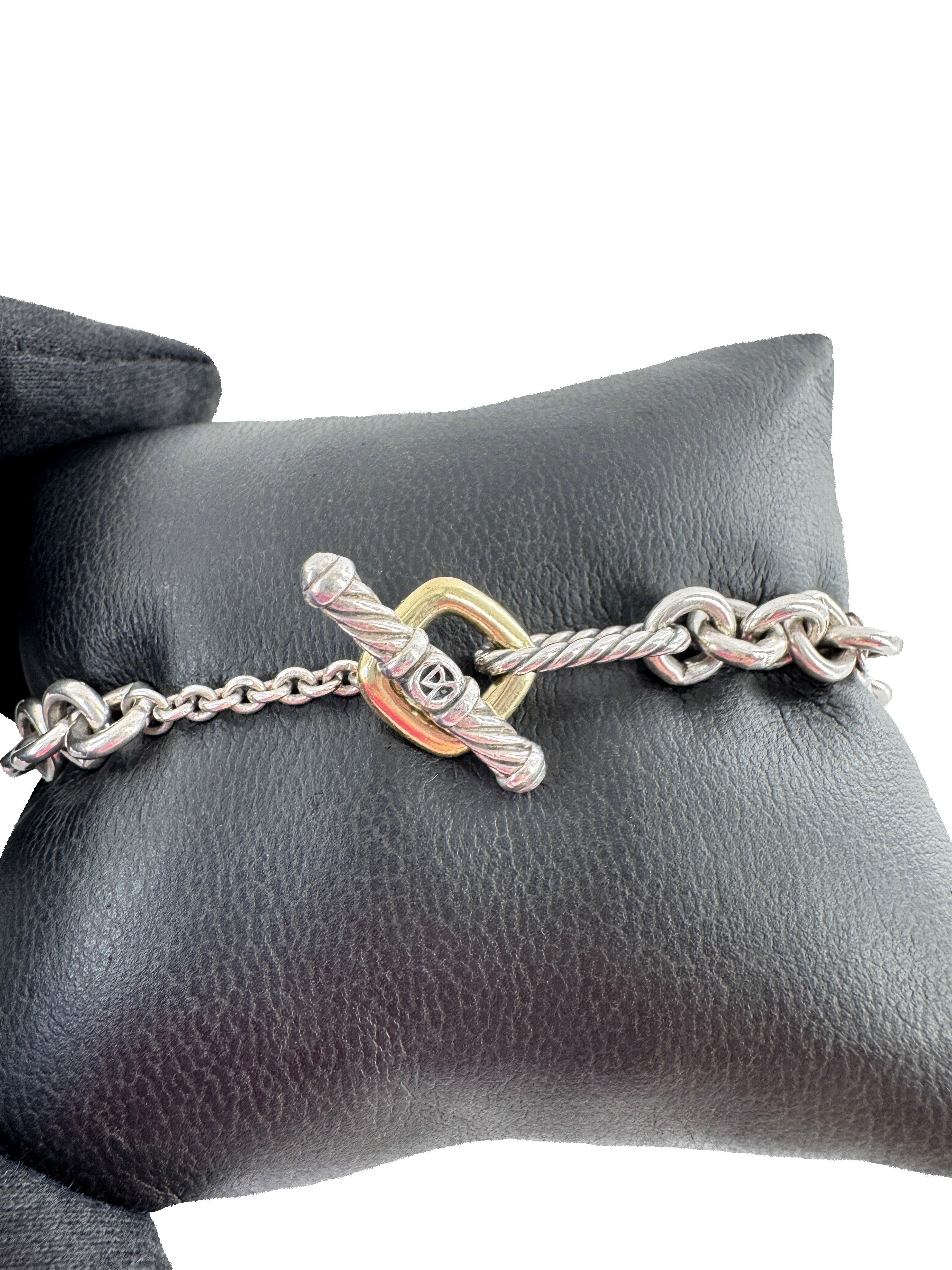 David Yurman sterling silver, 18k gold Figaro chain bracelet