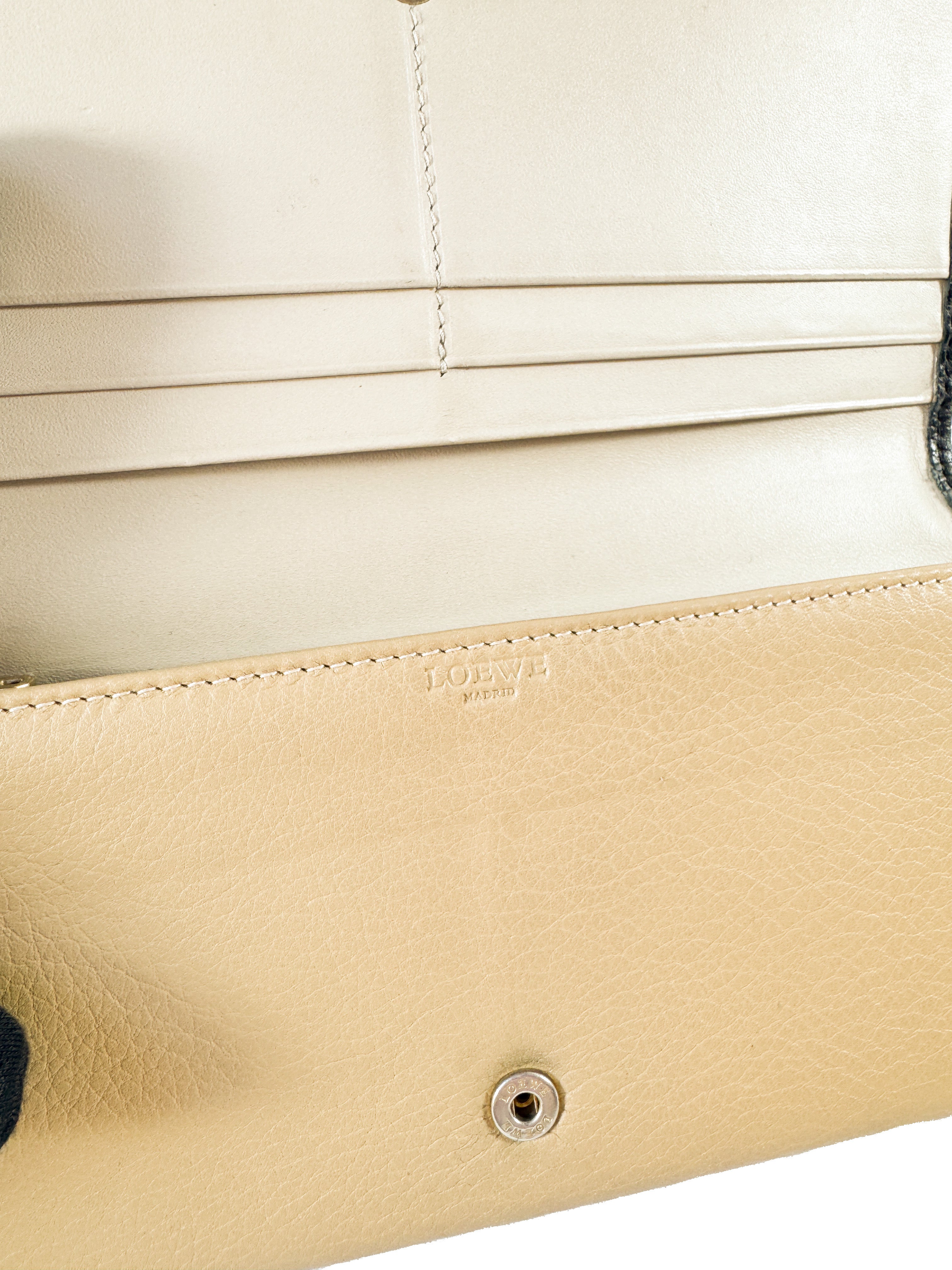 Loewe beige/black leather long wallet