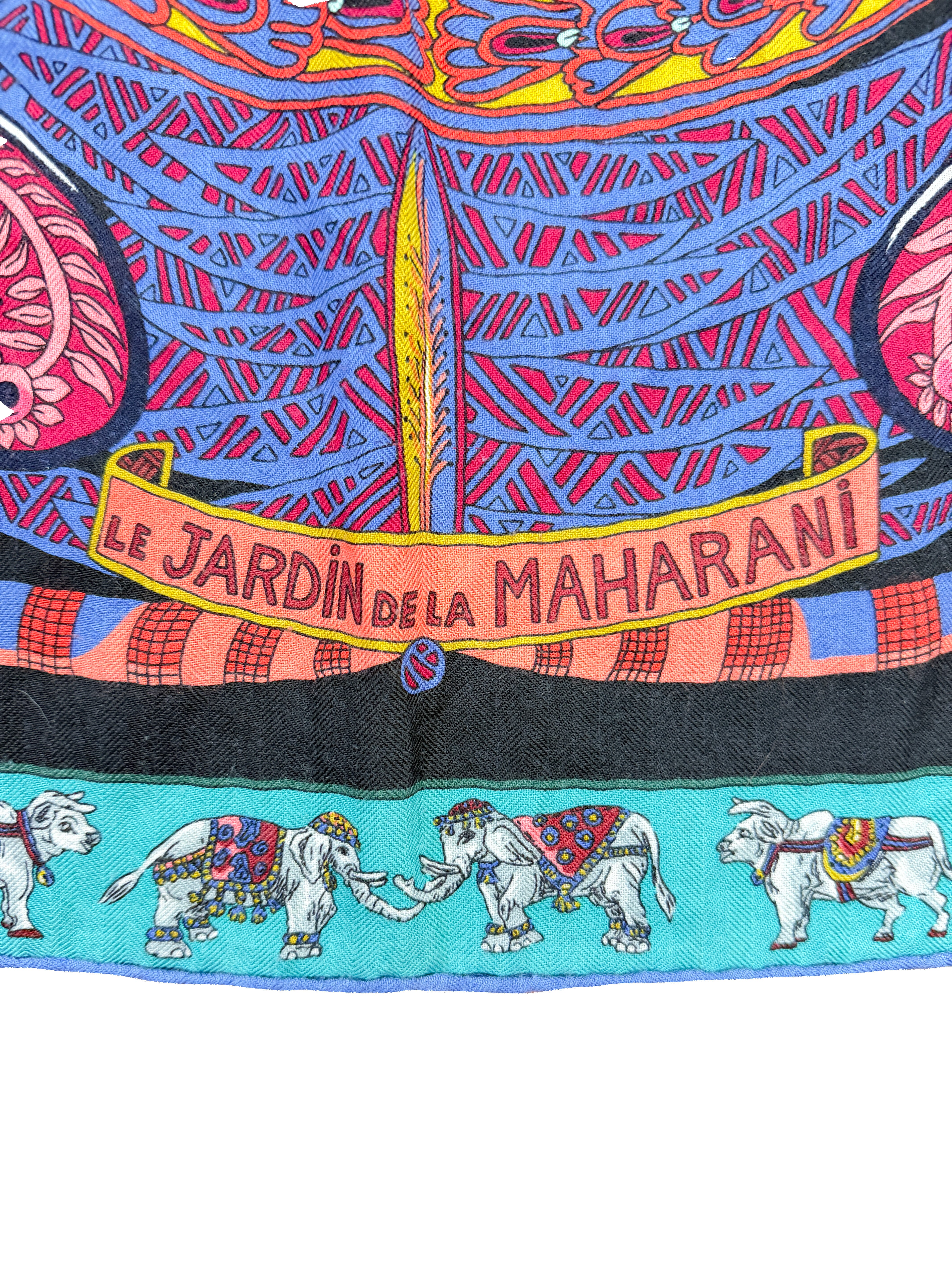 Hermès 140cm Le Jardin de la Maharani cashmere silk scarf